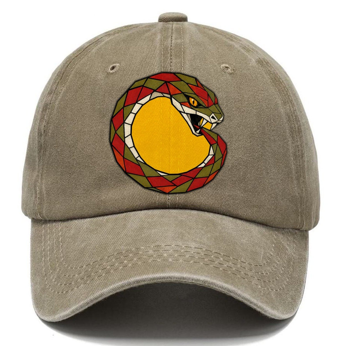Ouroboros Serpent Circle Classic Cap – Warm Sand