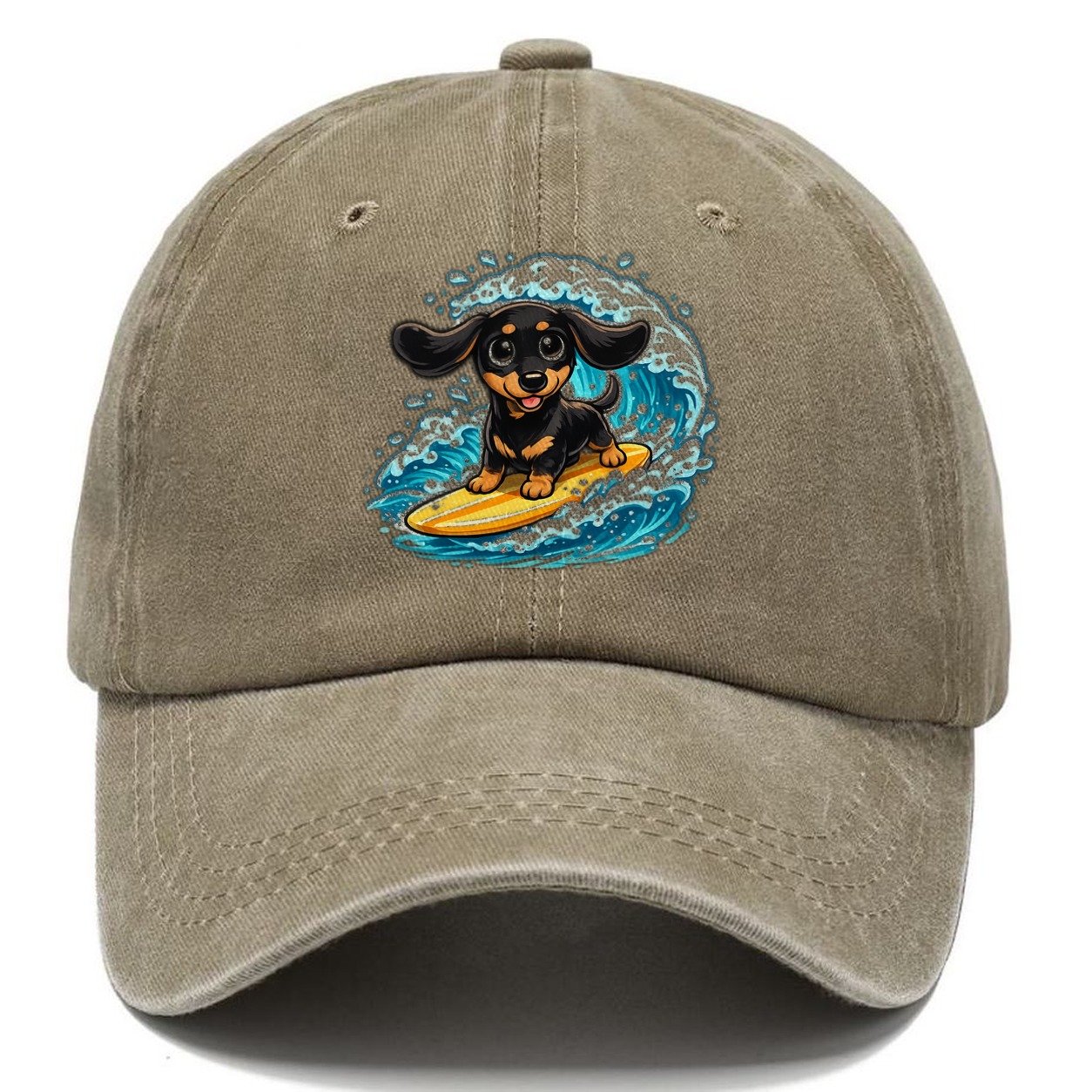 Surfing Dachshund Classic Cap – Warm Sand