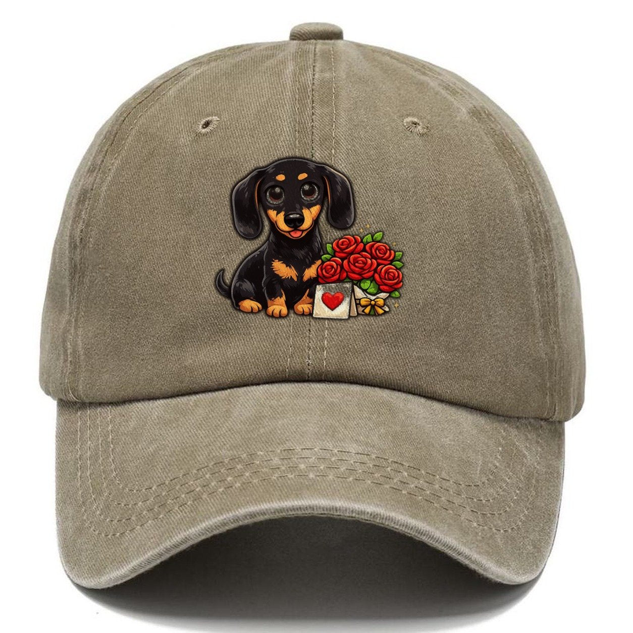 Dachshund Anniversary Roses Classic Cap – Warm Sand