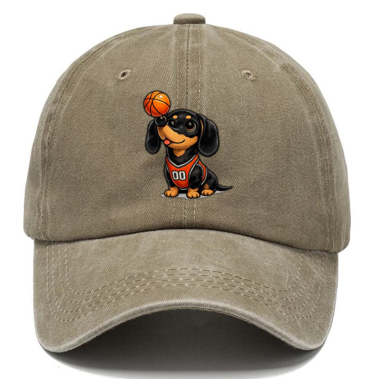 Dachshund Basketball Nose Balance Classic Cap – Warm Sand