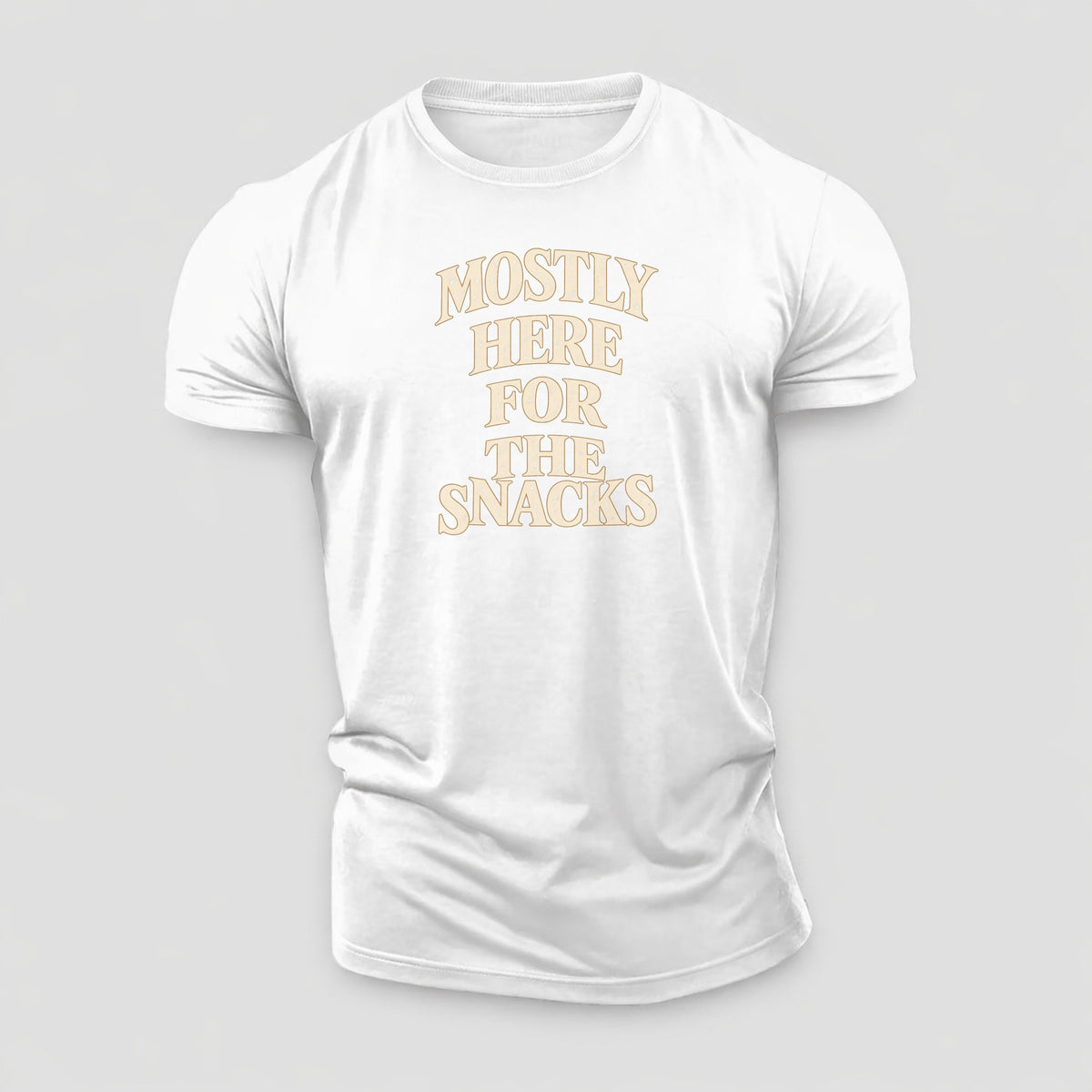 Mostly Here For The Snacks Quiet Statements Cotton T-Shirt – White