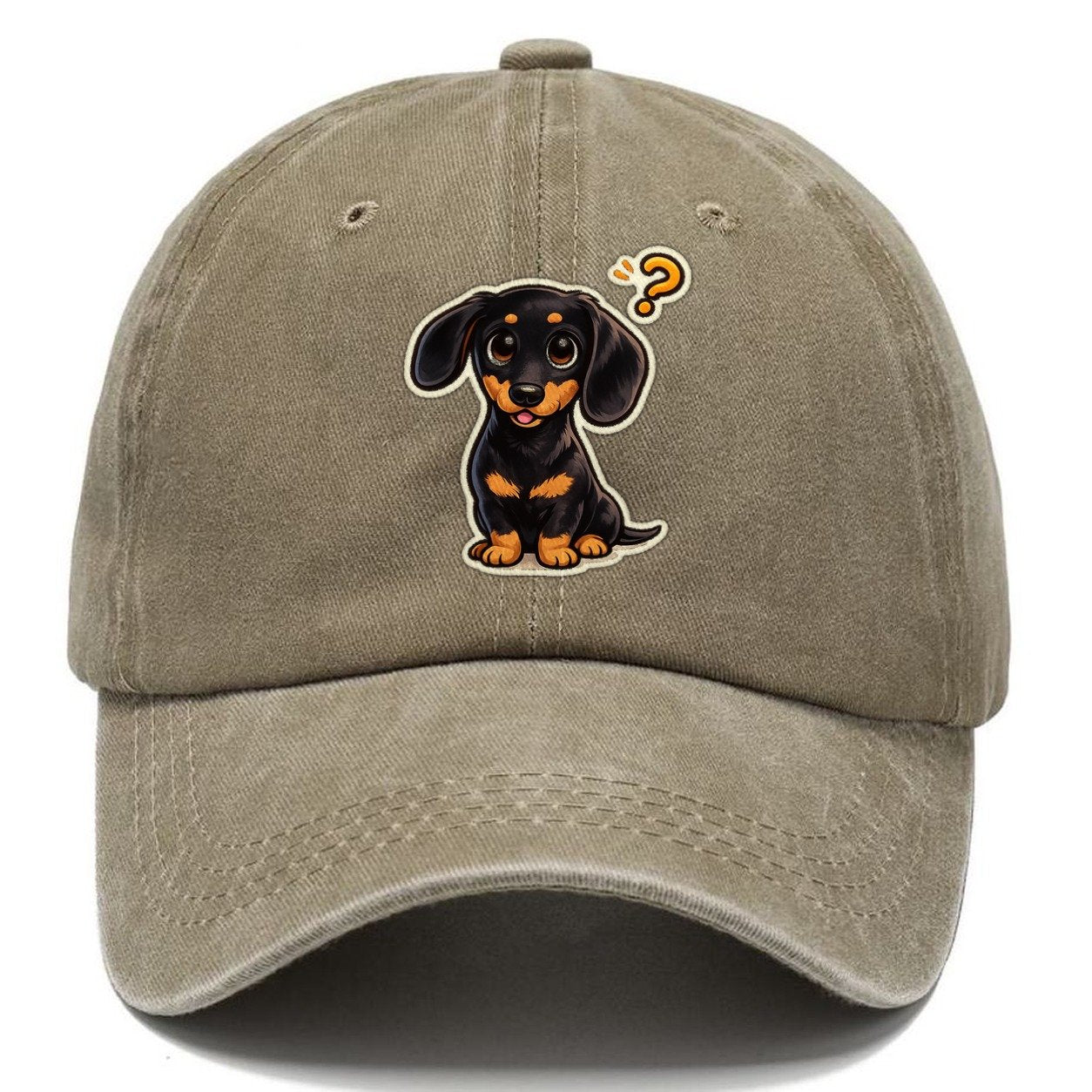 Confused Dachshund Questioning Everything Classic Cap – Warm Sand
