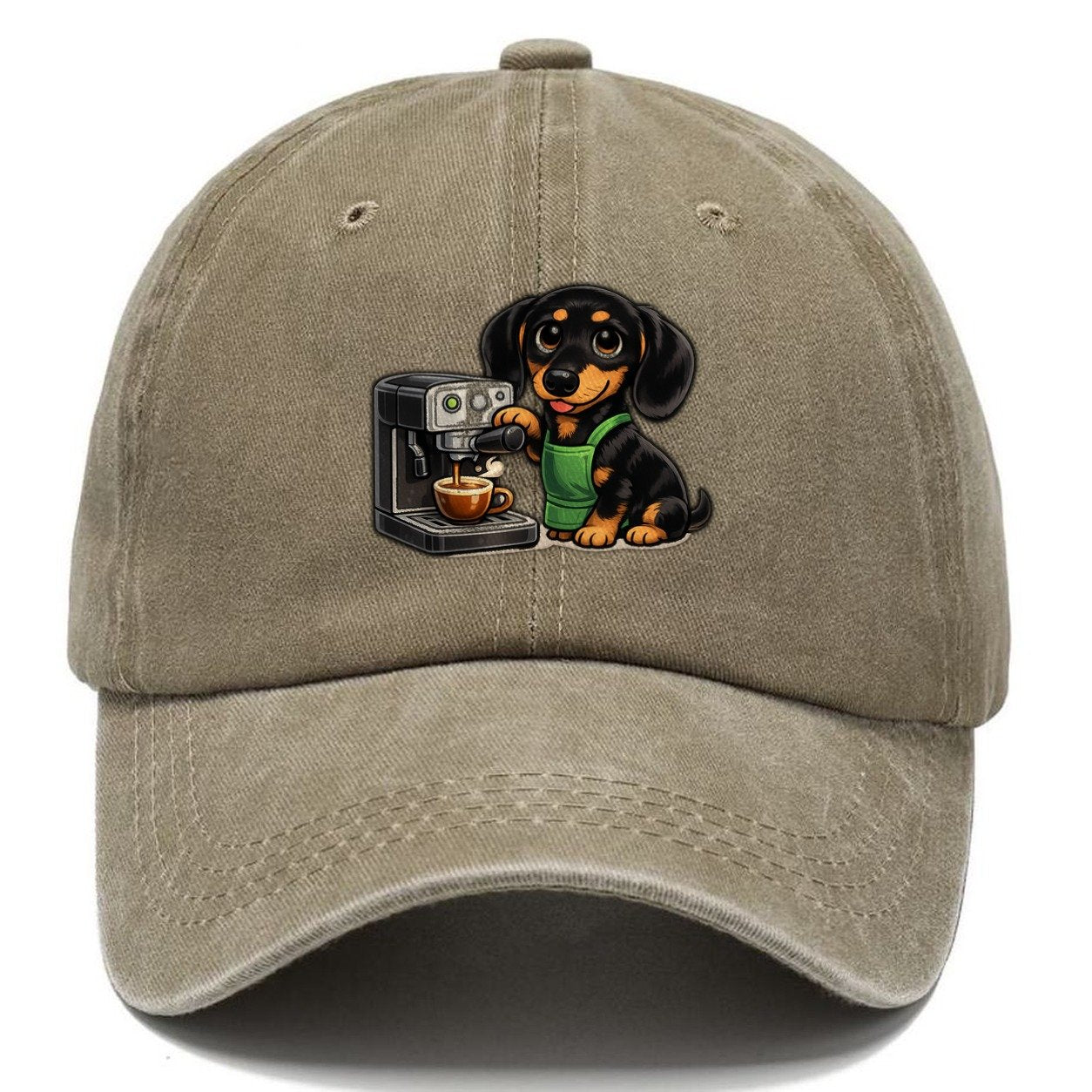 Dachshund Barista Work Classic Cap – Warm Sand