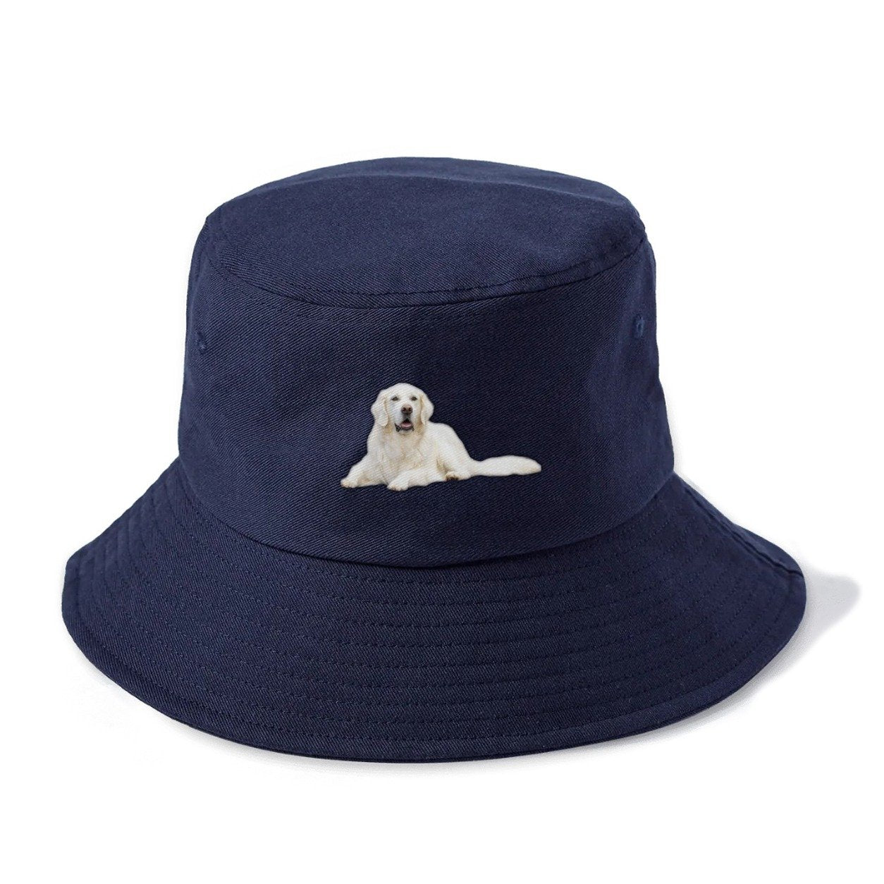 White English Cream Golden Retrievers Bucket Hat – Twilight Navy