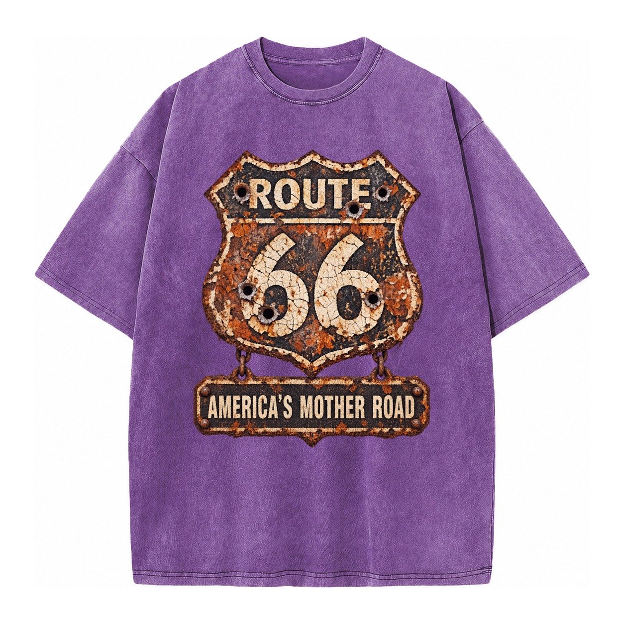 Route 66 Weathered Vintage T-shirt – Purple