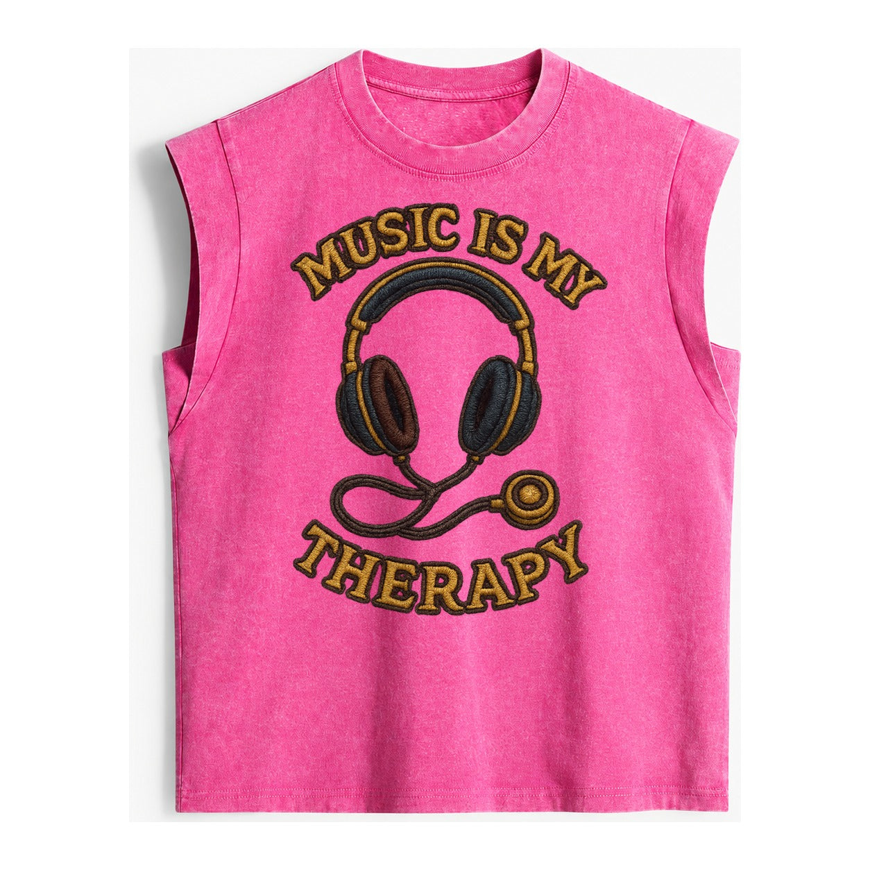 Music Is My Therapy - Vintage Washed Tank – Pink