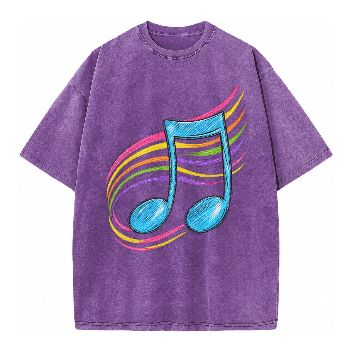 Musical Notes Headwear Vintage T-shirt – Purple
