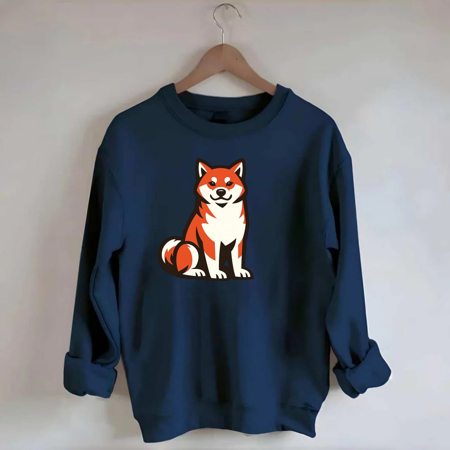 Sitting Shiba Inu Emblem - Crewneck Sweatshirt - navy