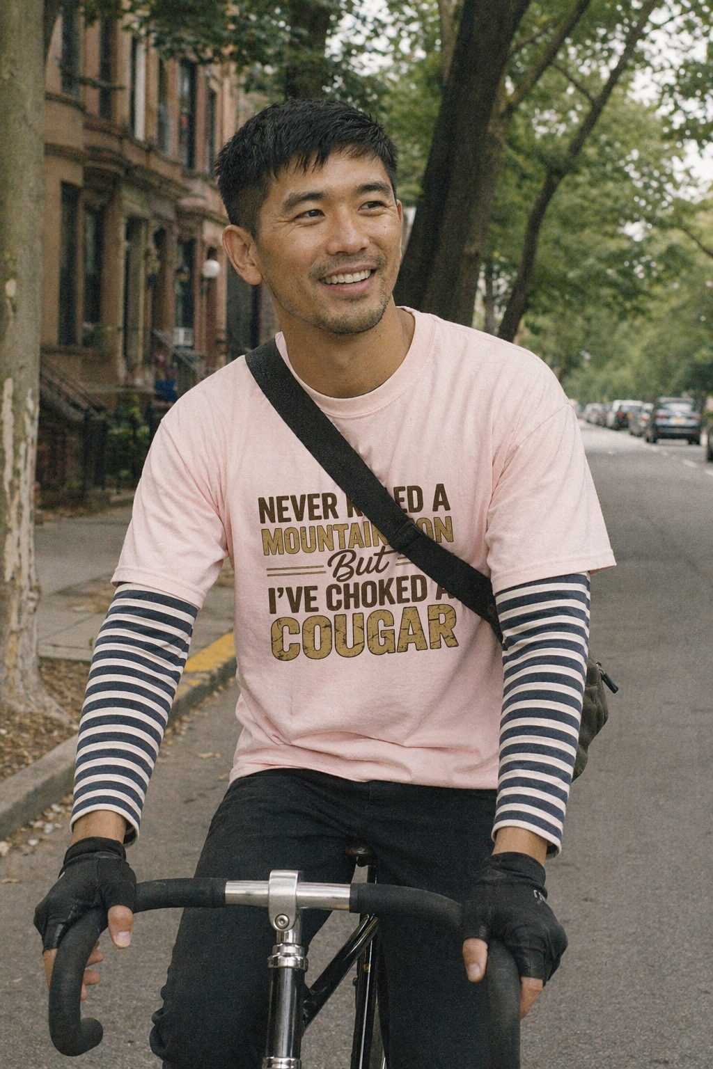 Model wearing Never Killed A Mountain Lion Classic T Shirt