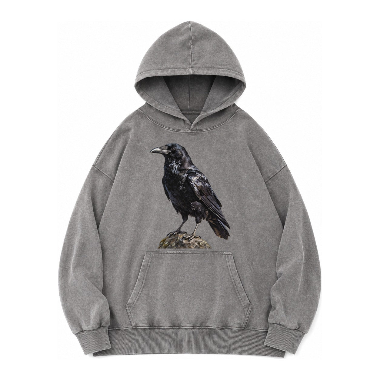 Raven Vintage Washed Hoodie – grey
