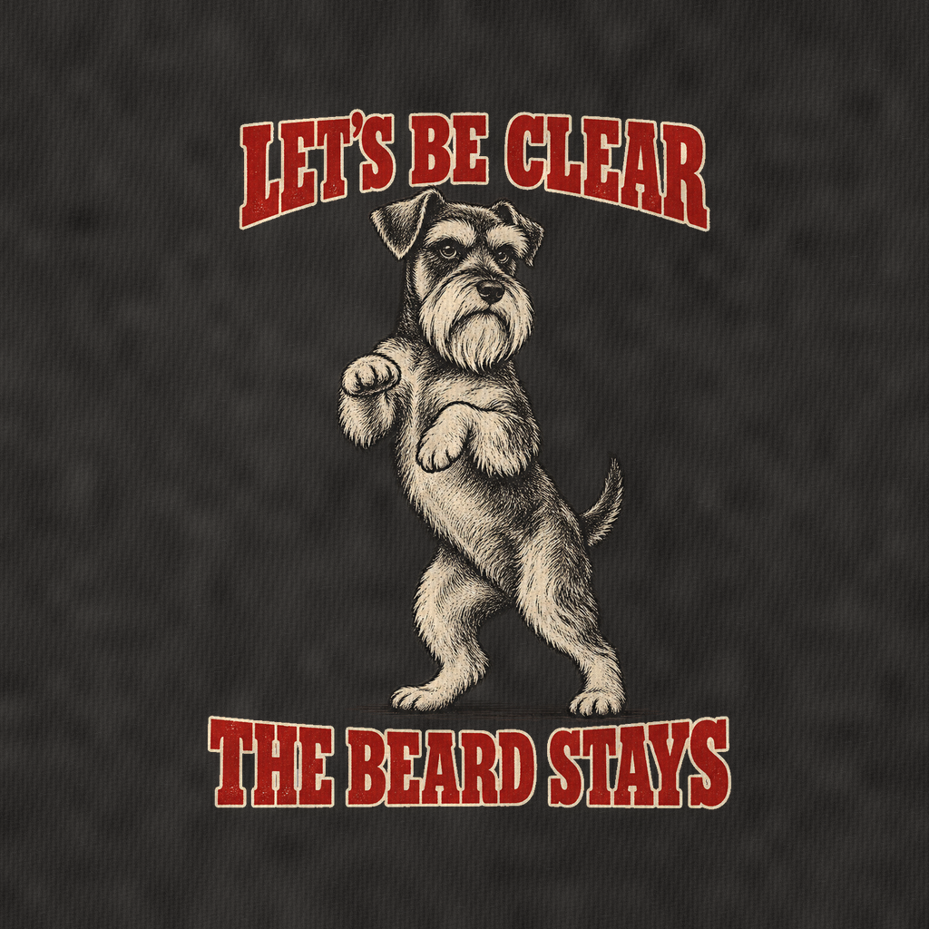Miniature Schnauzer Dog Declarations Vintage T-shirt – black, print and cotton detail (AI mockup)