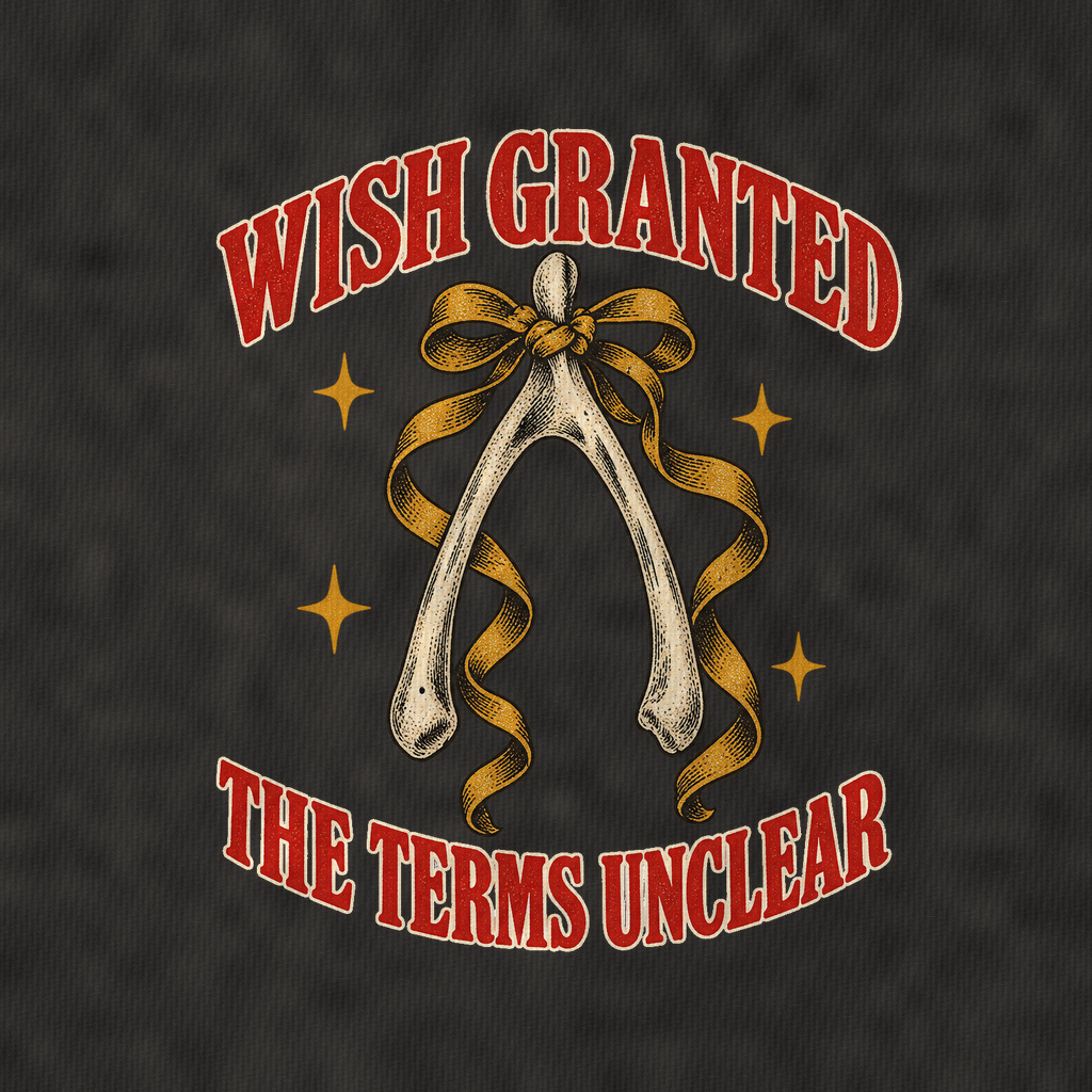 The Terms Unclear Unhinged Affirmations Vintage T-shirt – black, print and cotton detail (AI mockup)