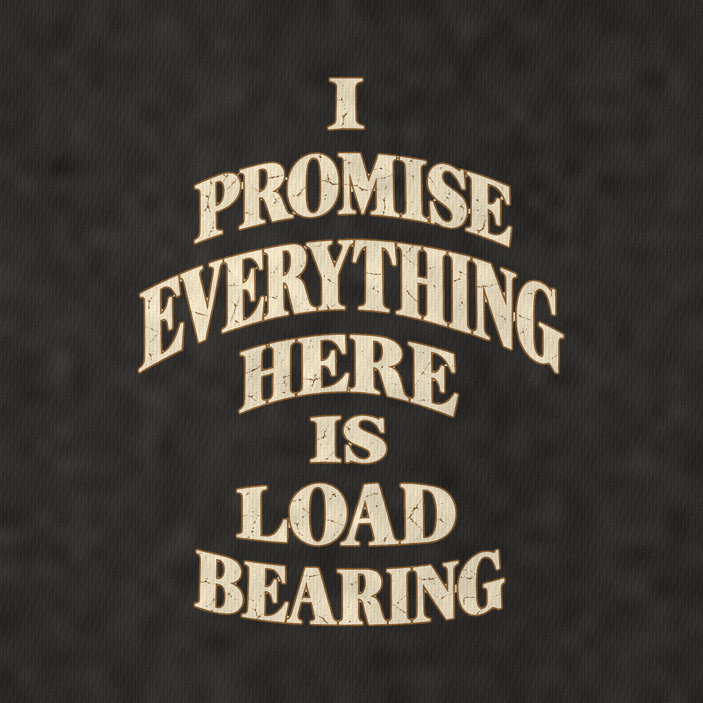 I Promise Everything Here Is Load Bearing Quiet Statements Vintage T-shirt – black, print and cotton detail (AI mockup)