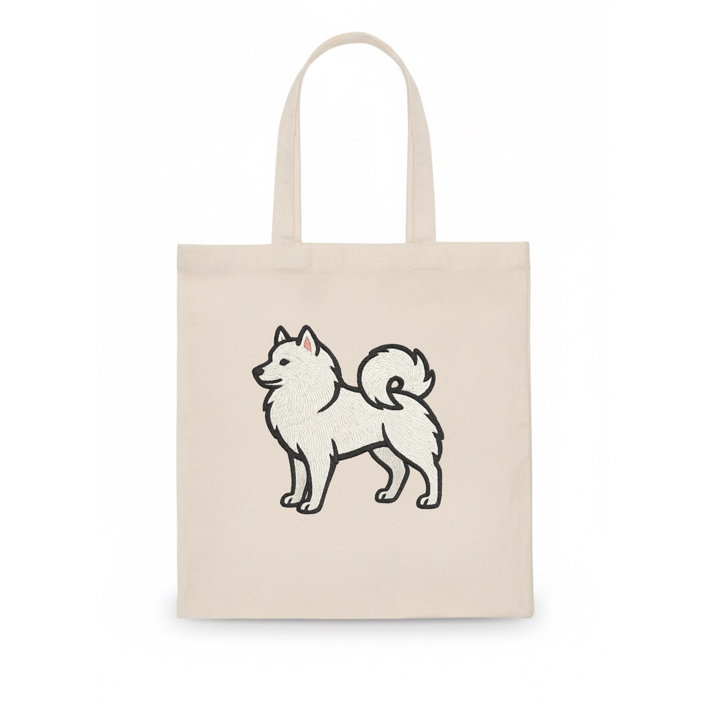 American Eskimo Dog - White spitz embroidered standing design - Tote Bag - white