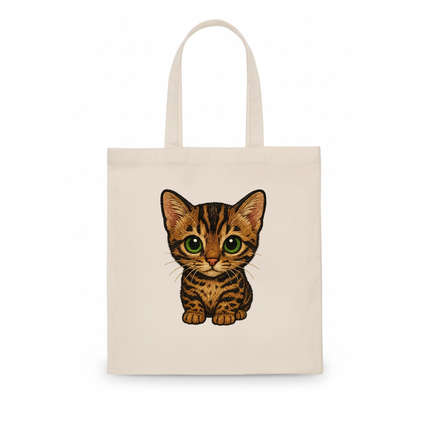 Baby Bengal Kitten - spotted/marbled wild coat, green eyes, athletic build, - Tote Bag - white