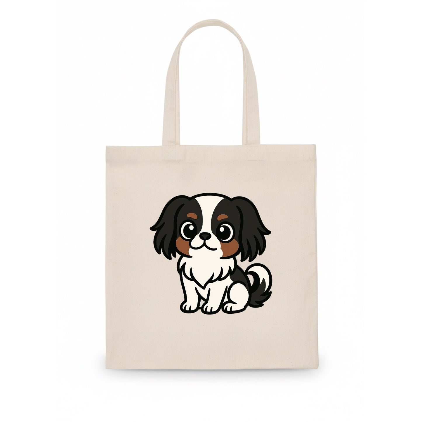 Japanese Chin - Black and white sitting pose - Tote Bag - white