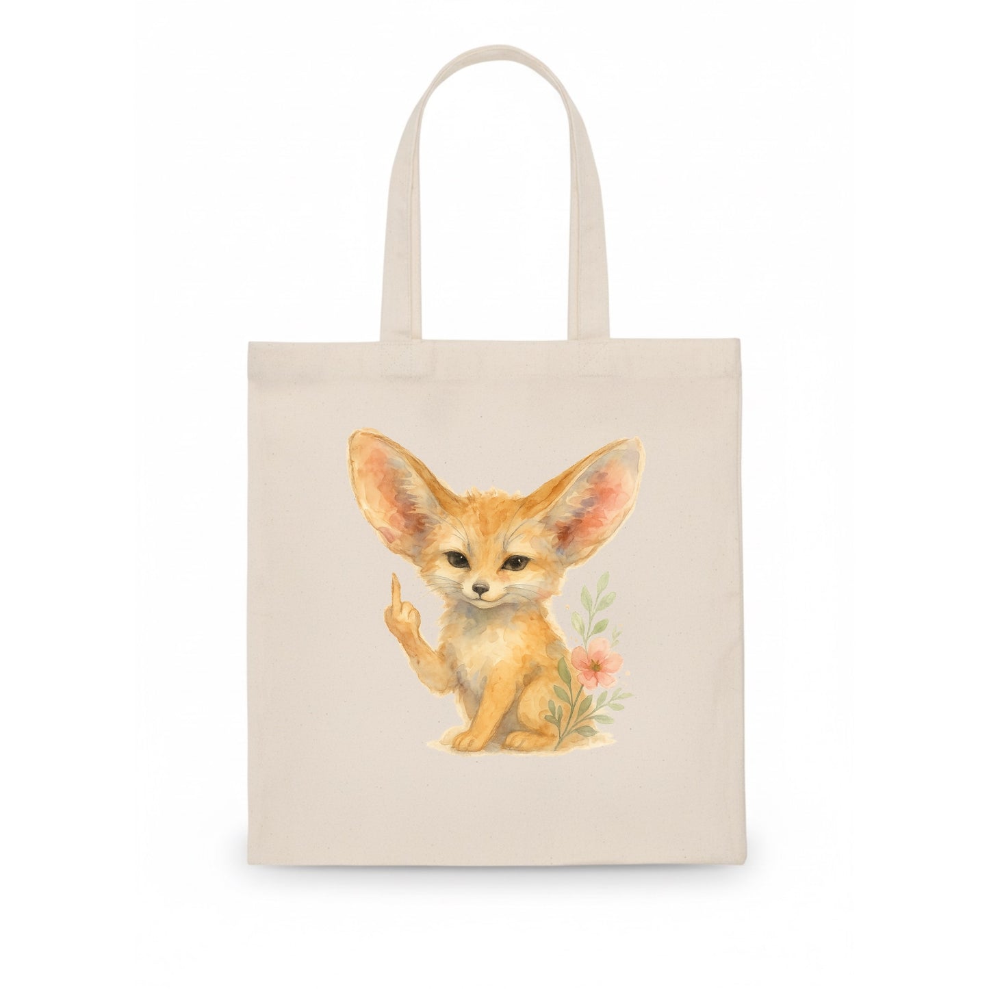 tiny fennec fox with oversized ears, one small paw raised in sass - Tote Bag - white