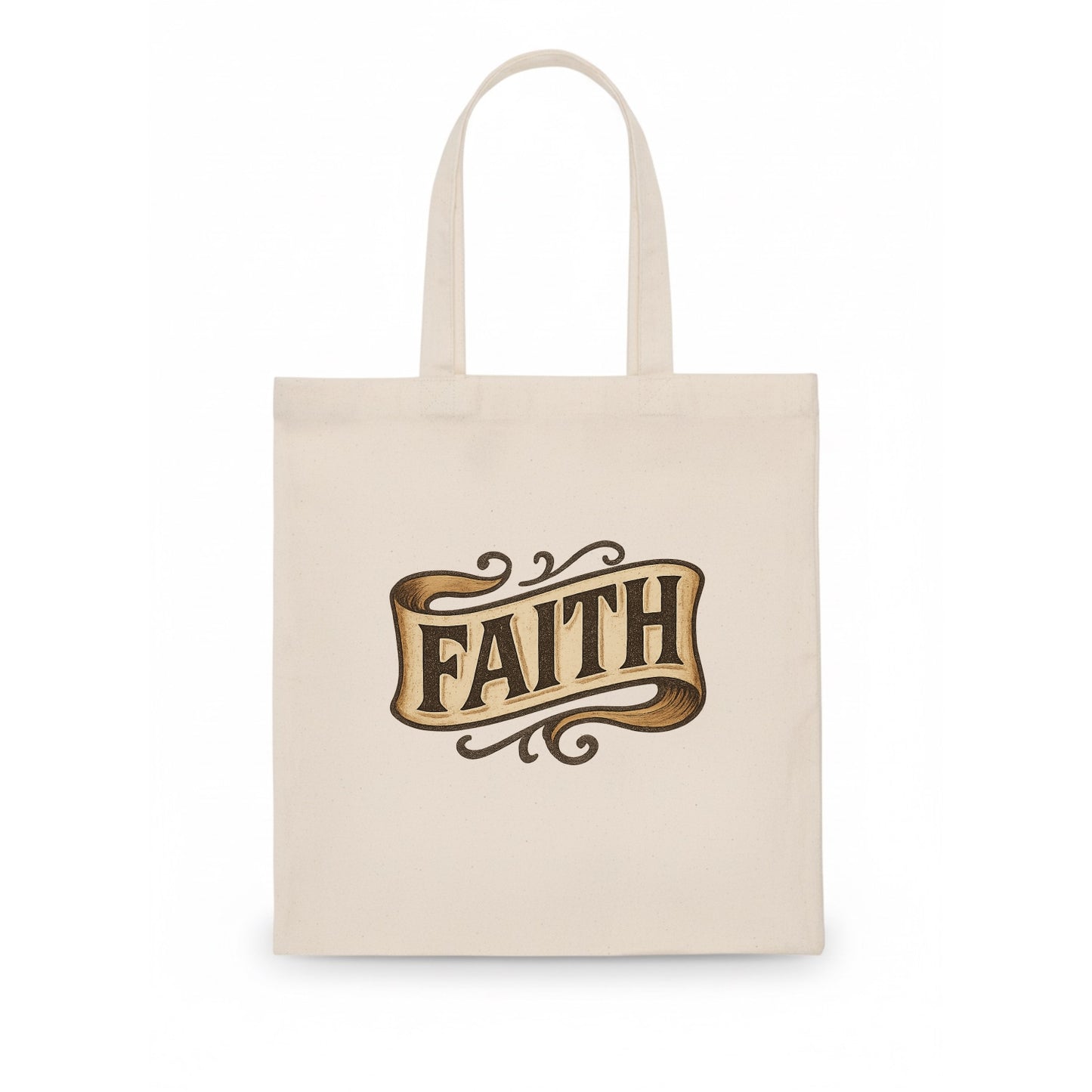 Bold typography design - "FAITH" - trust in the unseen, spiritual strength - Tote Bag - white