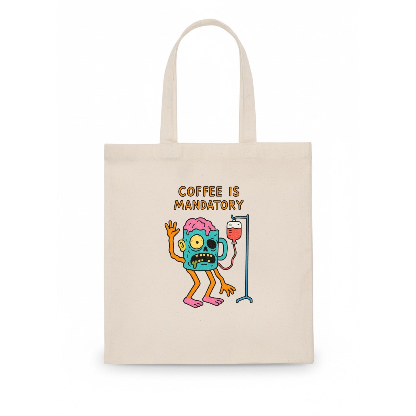 COFFEE IS MANDATORY | Zombie mug with IV drip - Tote Bag - white