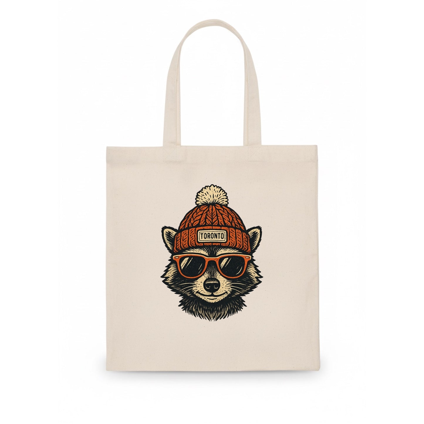 Toronto Raccoon wearing Toronto beanie with pom pom and wayfarer sunglasses - Tote Bag - white