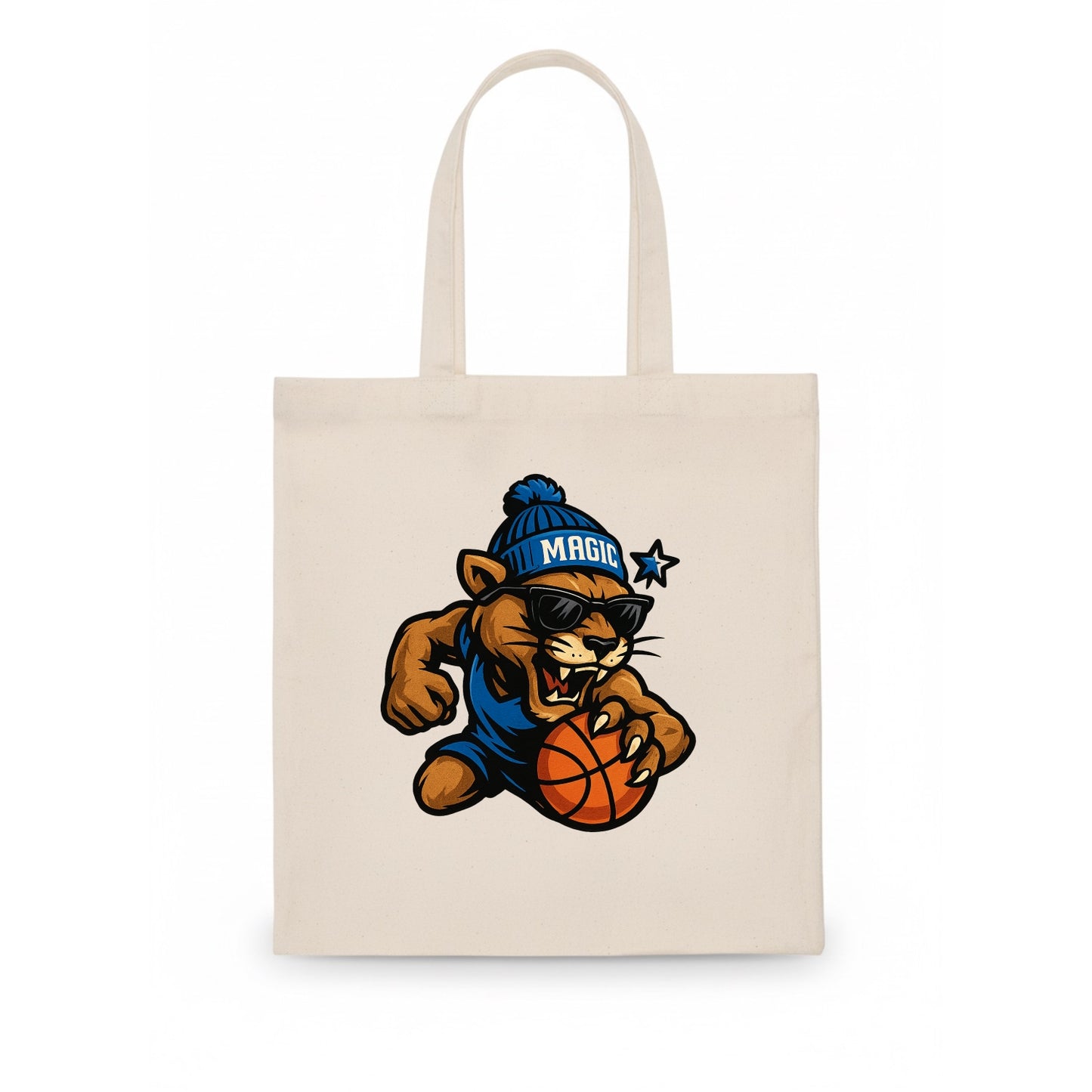 Florida Panther wearing Magic beanie with star wand patch and wayfarer sunglasses - Tote Bag - white