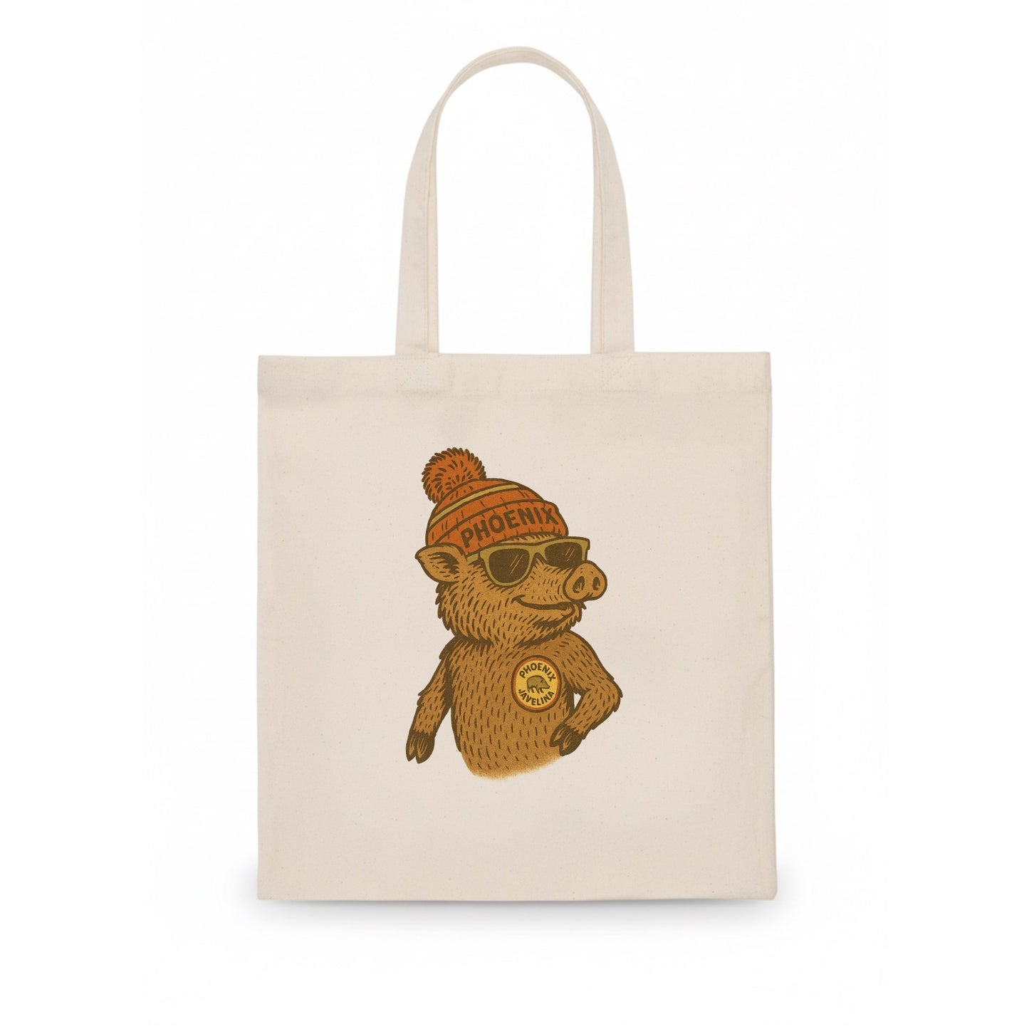 Phoenix Javelina wearing Phoenix beanie with pom pom and wayfarer sunglasses - Tote Bag - white