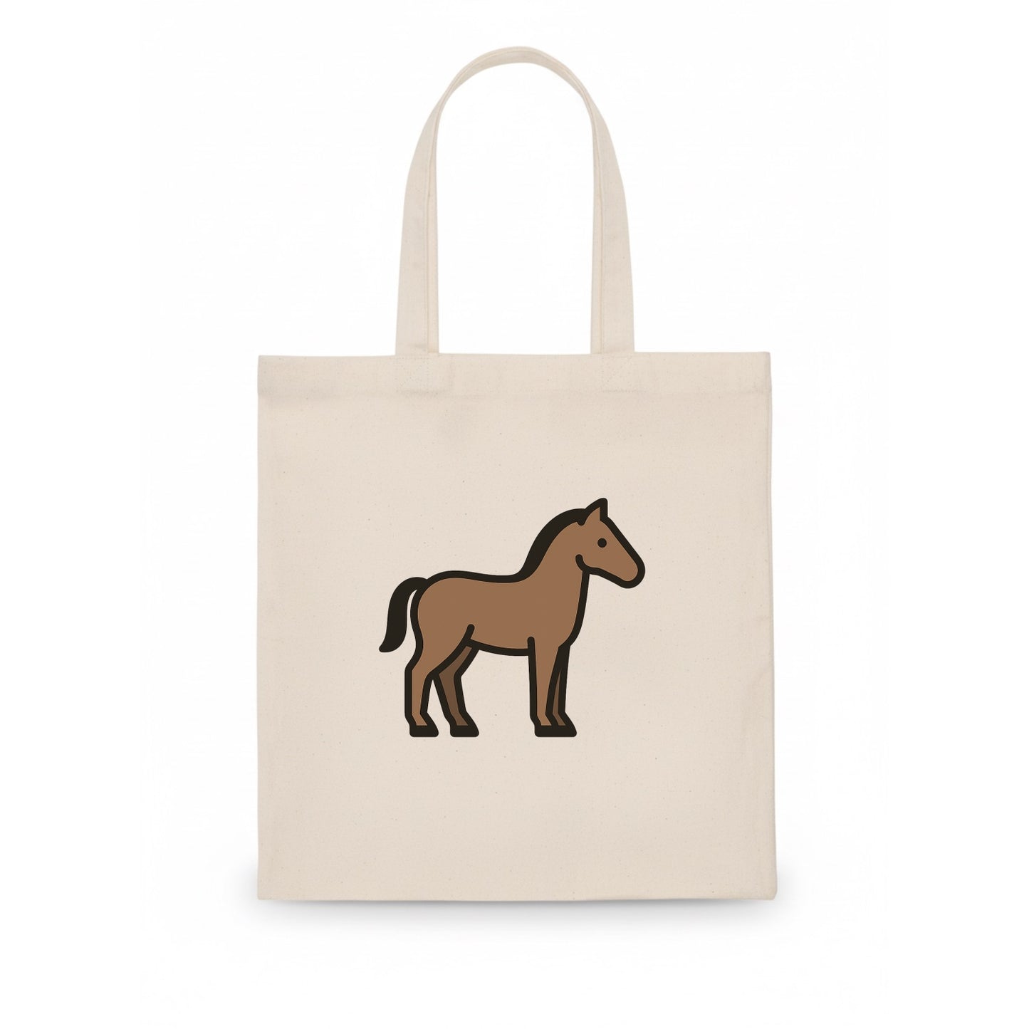 Horse - Brown standing pose flat side profile - Tote Bag - white