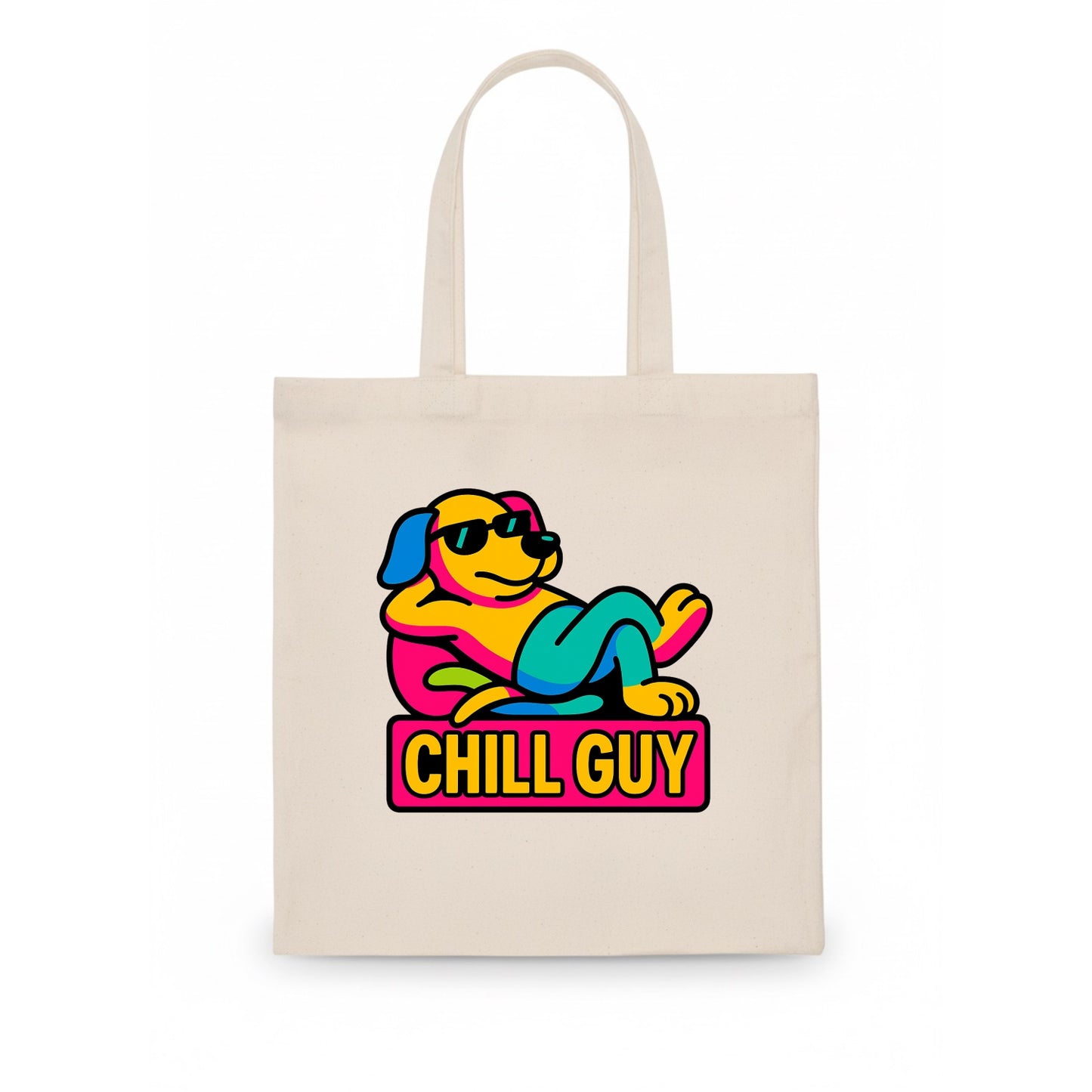 Super relaxed dog character lounging unbothered - "Chill Guy" meme energy, laid back - Tote Bag - white