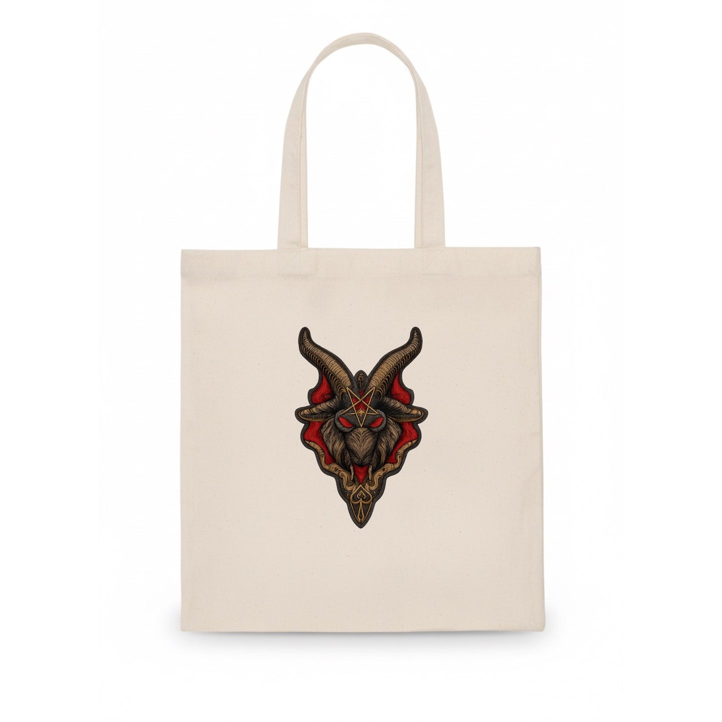 BAPHOMET HEAD - goat head symbol in black and red , occult - Tote Bag - white