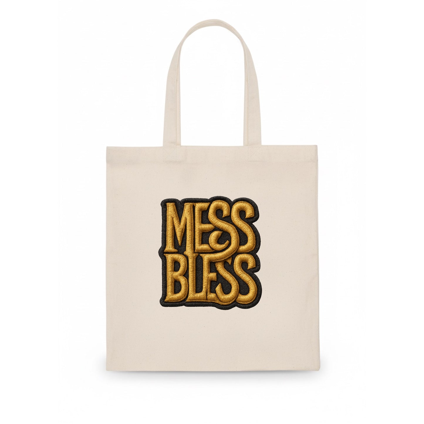 MESS;BLESS UP Gold Metallic Visor - Tote Bag - white
