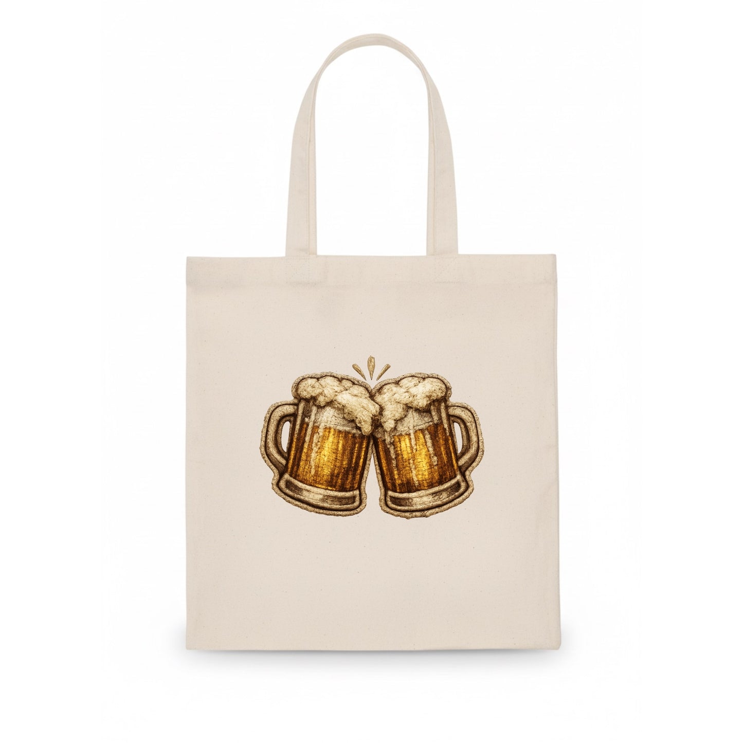 BEER MUG CHEERS - frosty beer stein in gold and amber , brewery - Tote Bag - white