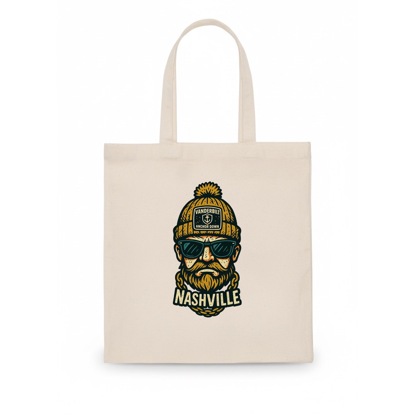 Nashville Commodore wearing Vanderbilt beanie with anchor patch - Tote Bag - white
