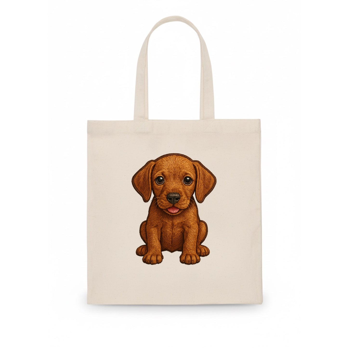 Baby Vizsla Puppy - golden rust coat, soulful eyes, athletic build, front-facing, velcro - Tote Bag - white