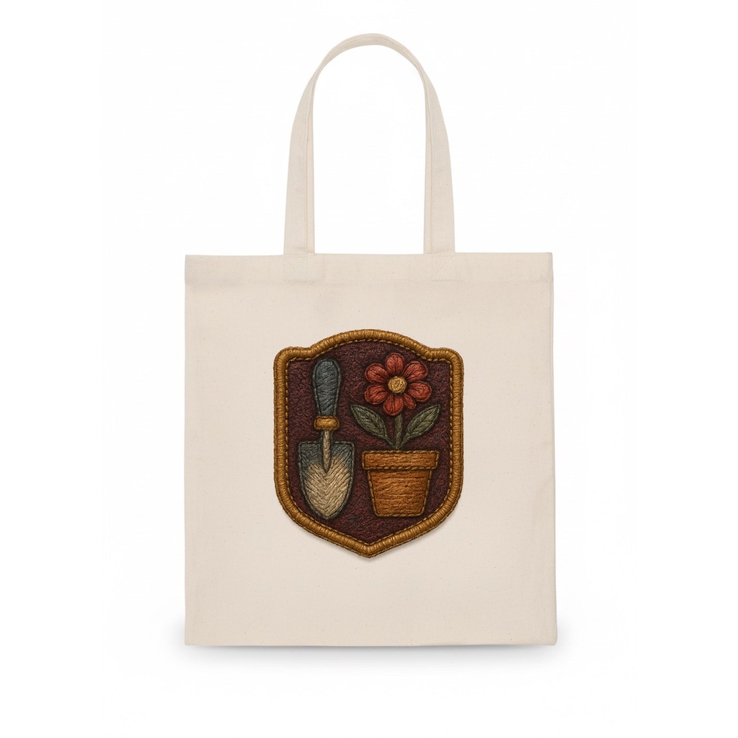 Garden trowel with flower pot - gardener badge - Tote Bag - white