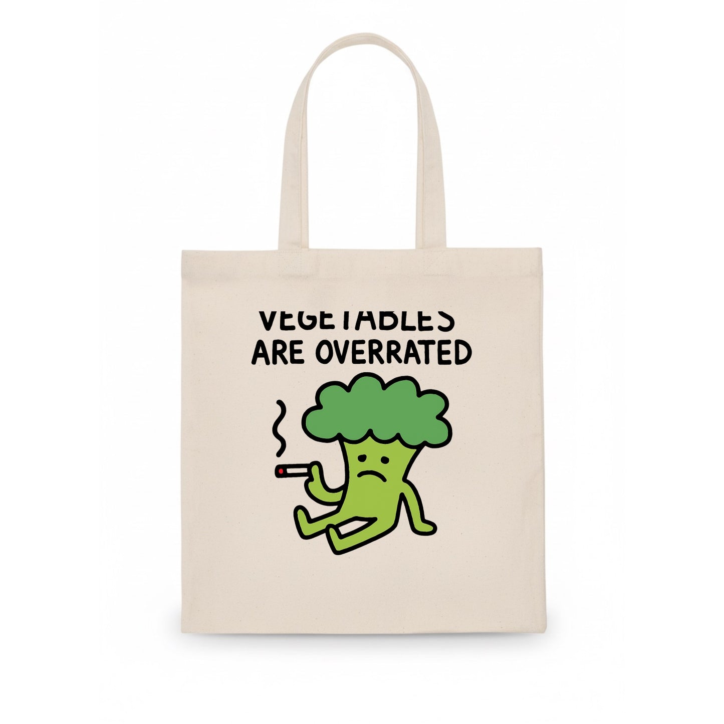 VEGETABLES ARE OVERRATED | Rebellious broccoli smoking - Tote Bag - white