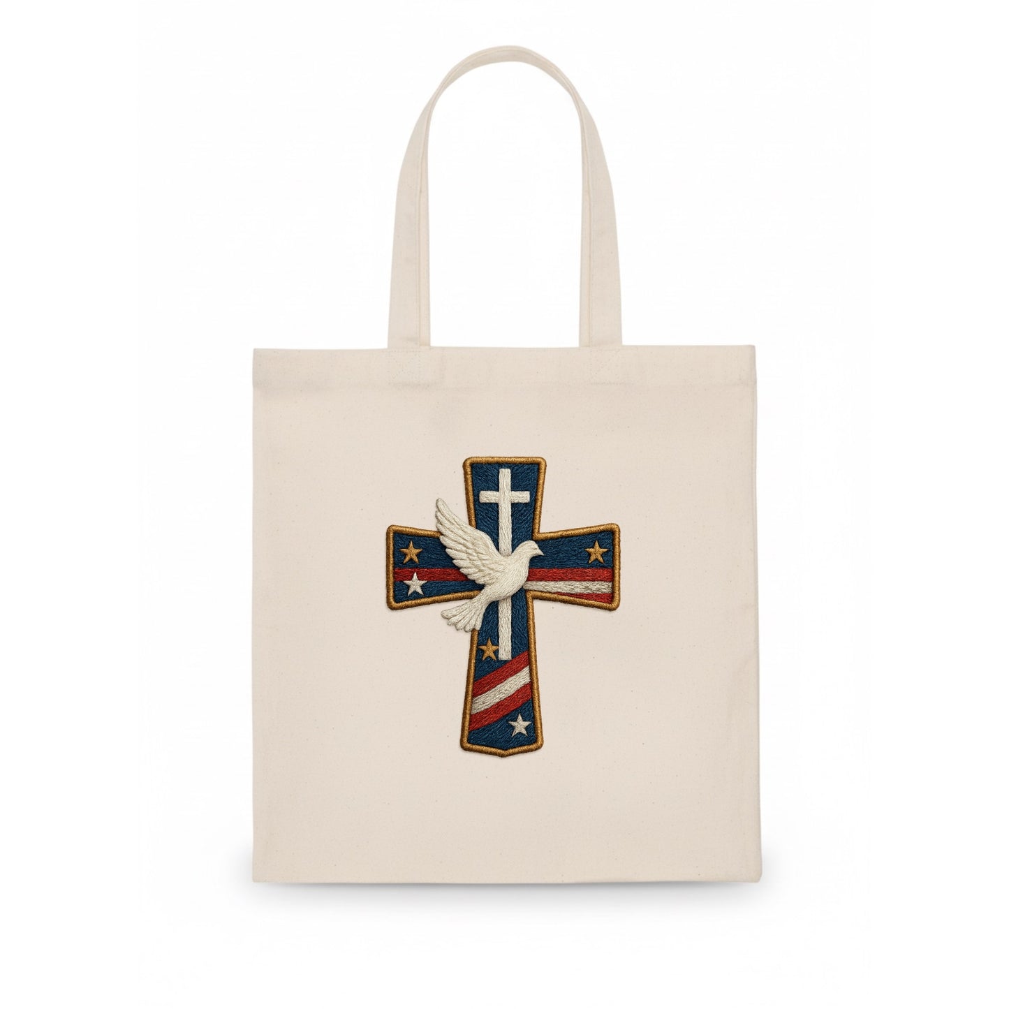 Dove and Cross - Tote Bag - white