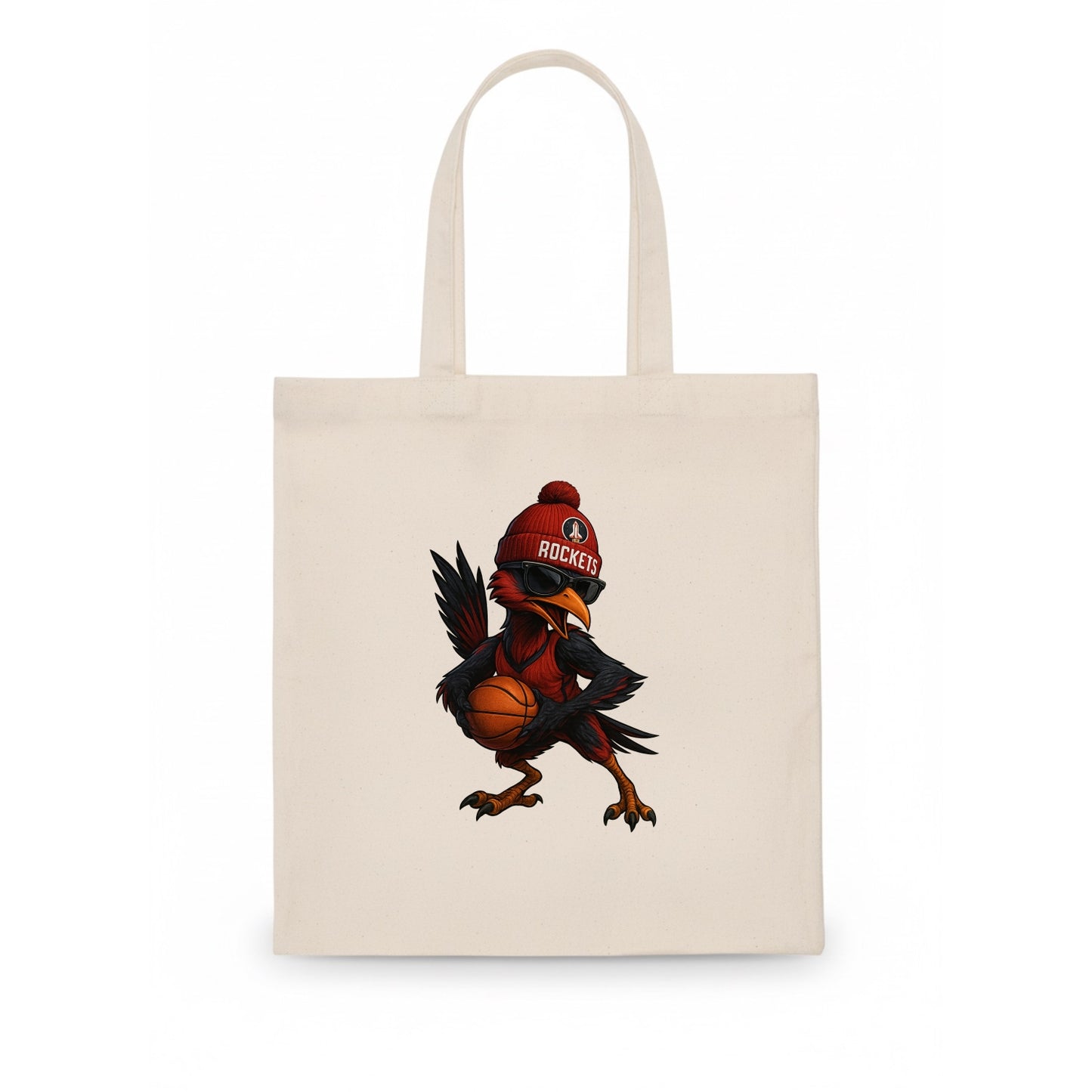 Houston Roadrunner wearing Rockets beanie with launch pad patch and wayfarer sunglasses - Tote Bag - white