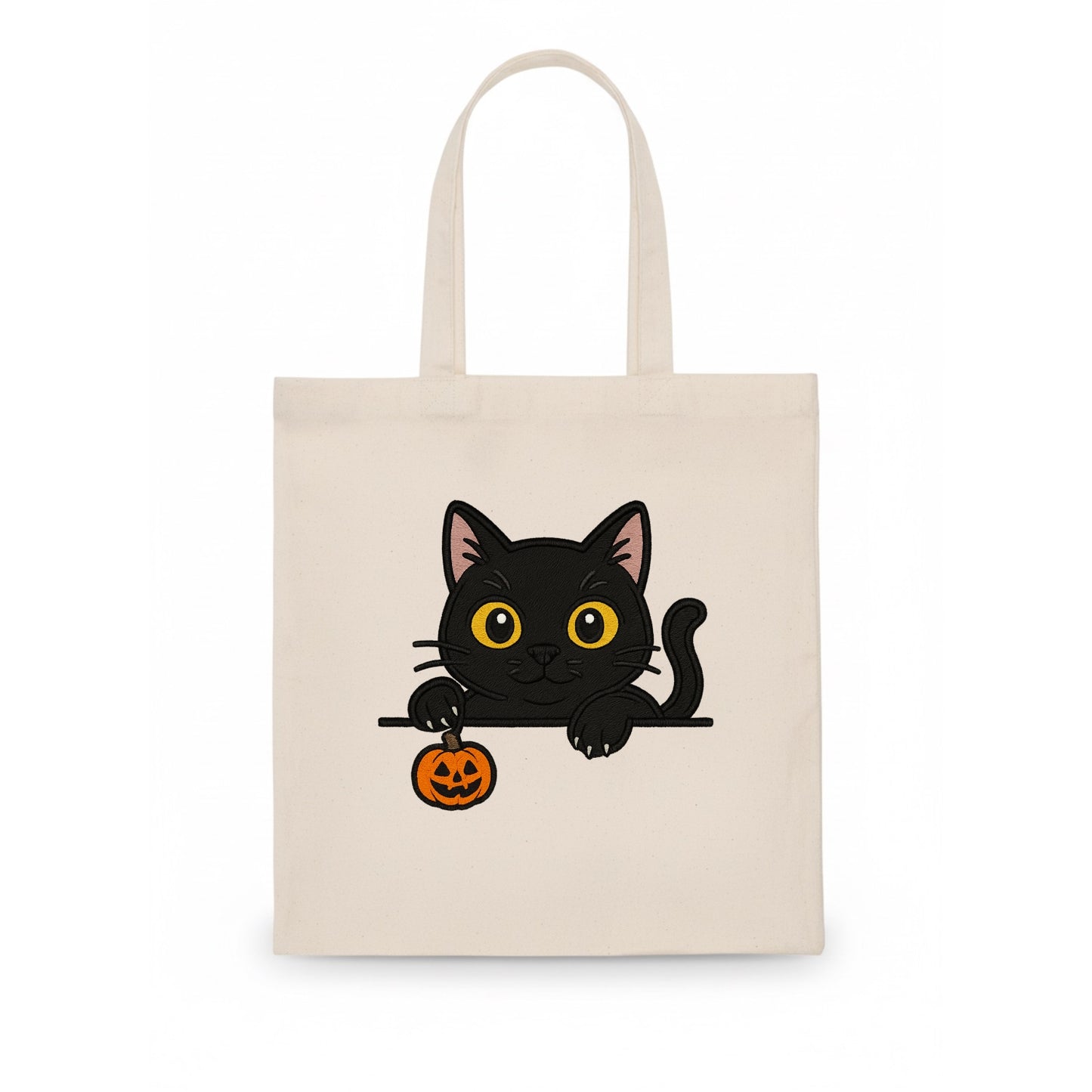 Midnight the black cat poking tongue out playfully while peeking. - Tote Bag - white