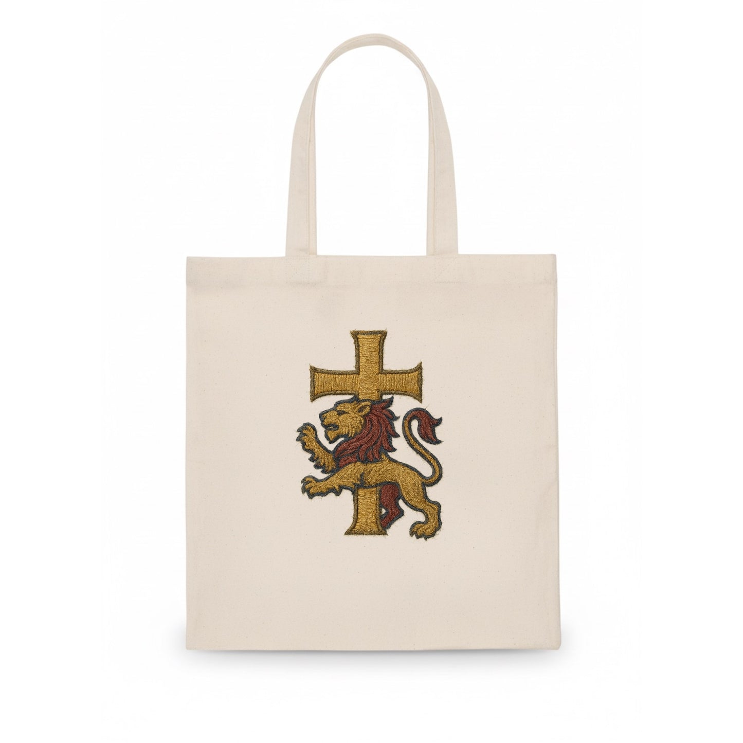 Lion and Cross - Tote Bag - white