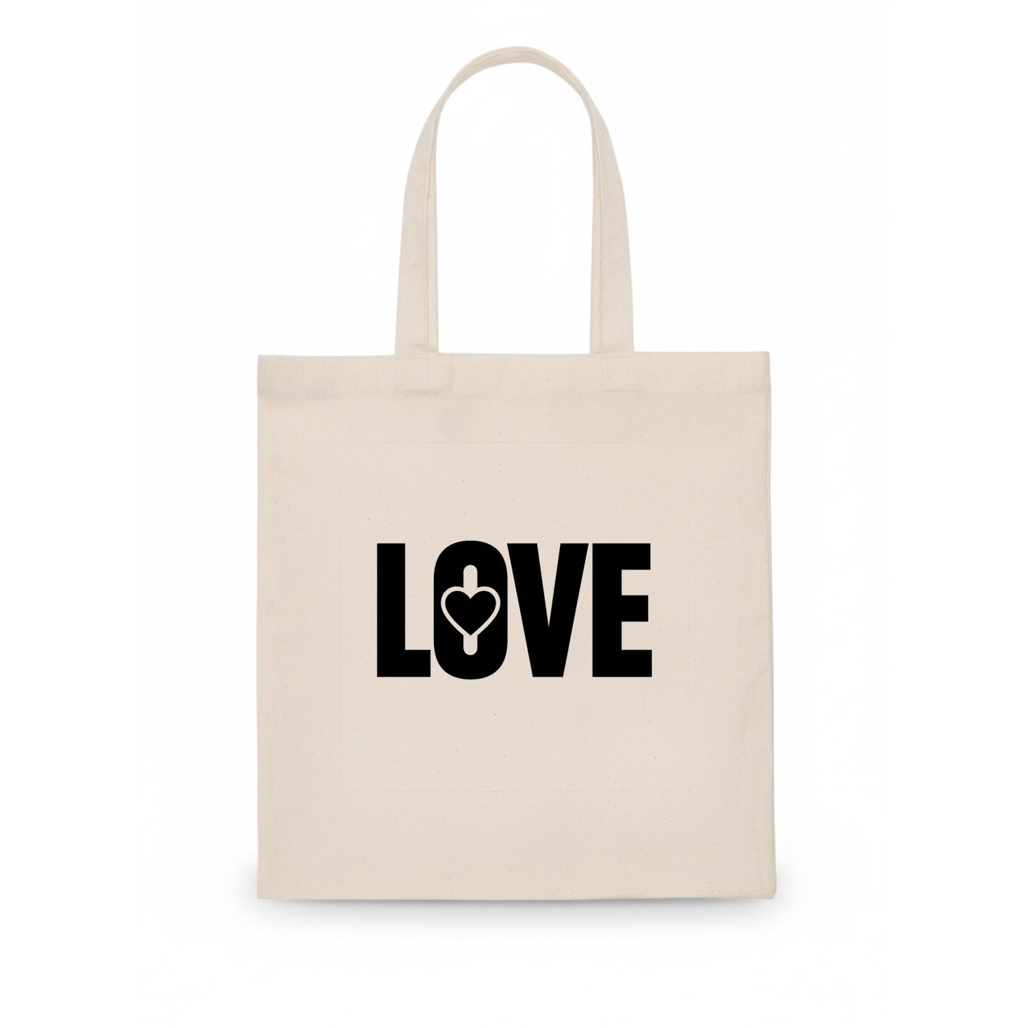 Bold typography design - "LOVE" - universal connection, heart centered - Tote Bag - white