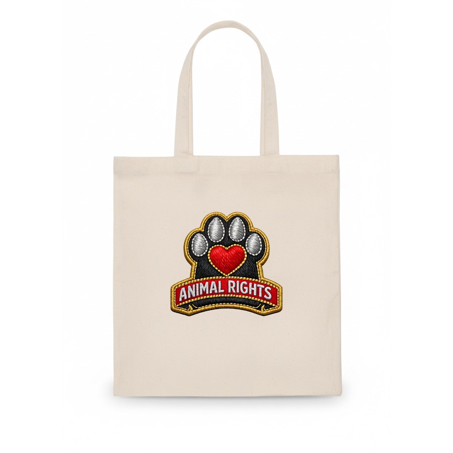 ANIMAL RIGHTS - raised paw with heart in red , advocacy - Tote Bag - white