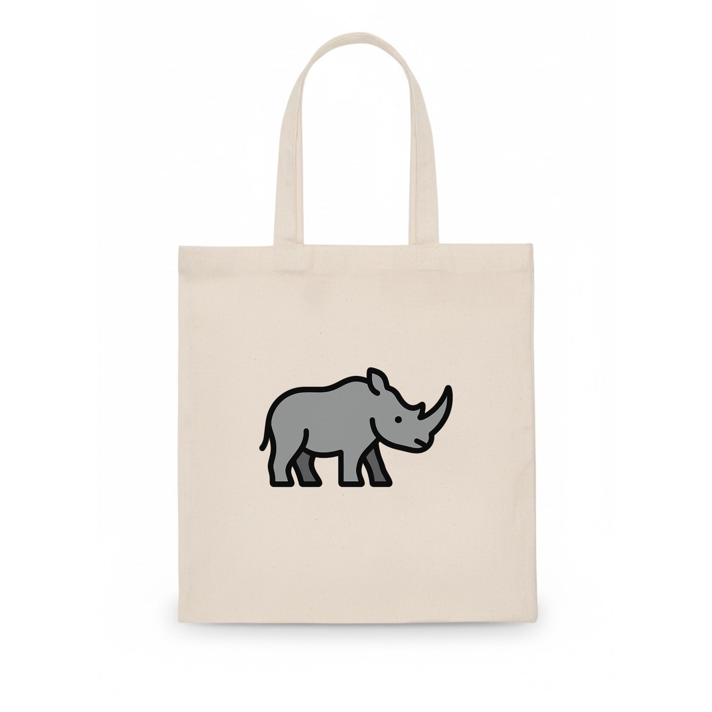 Rhinoceros - Gray with horn flat side profile - Tote Bag - white