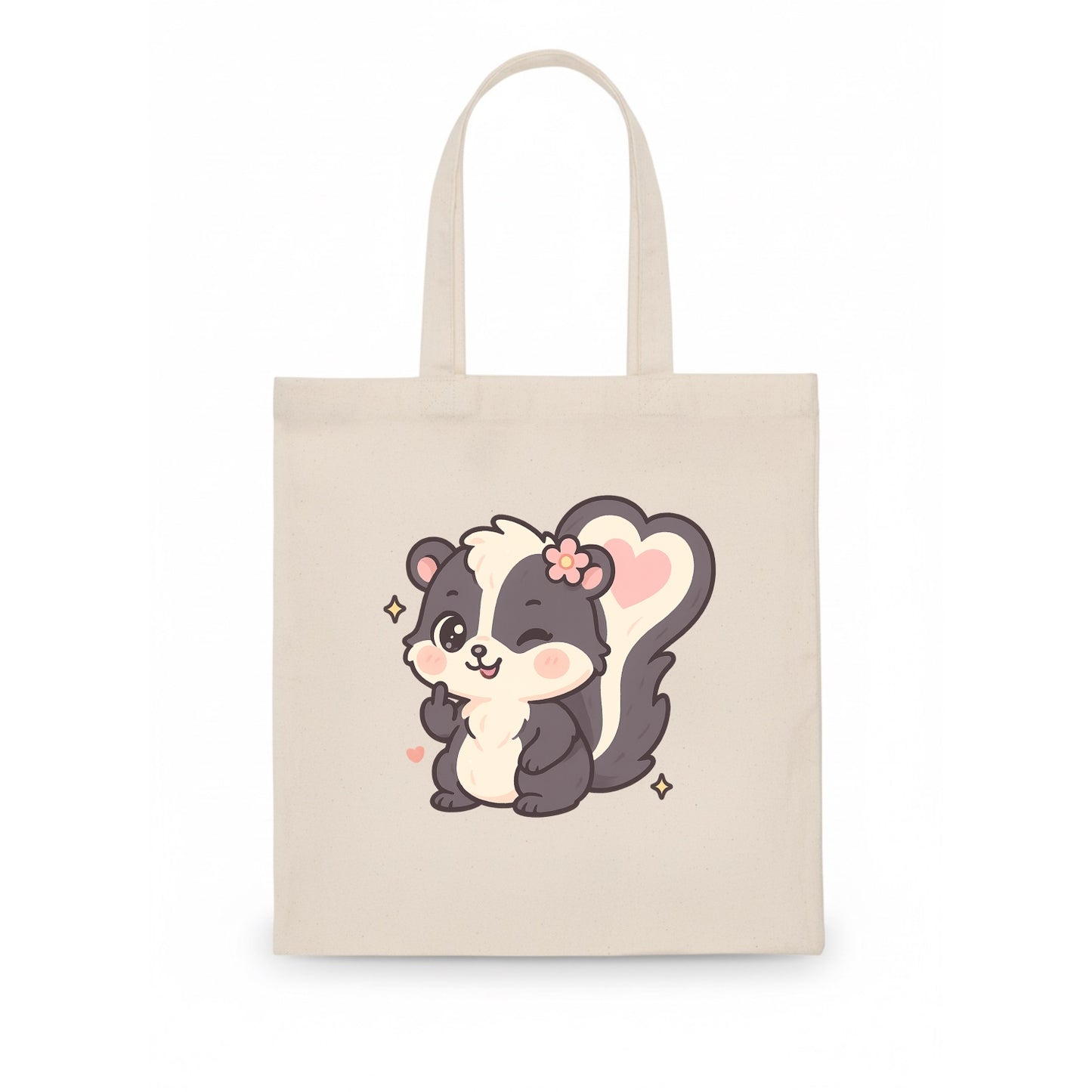 fluffy skunk with heart-shaped tail pattern, one paw up showing sass - Tote Bag - white