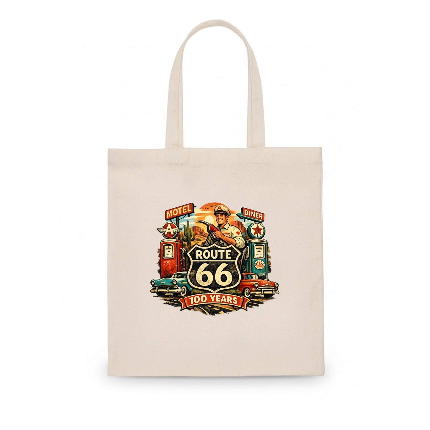 FILL ER UP | Vintage gas pumps | Flying A or Texaco style | Service station | Fuel stop - Tote Bag - white