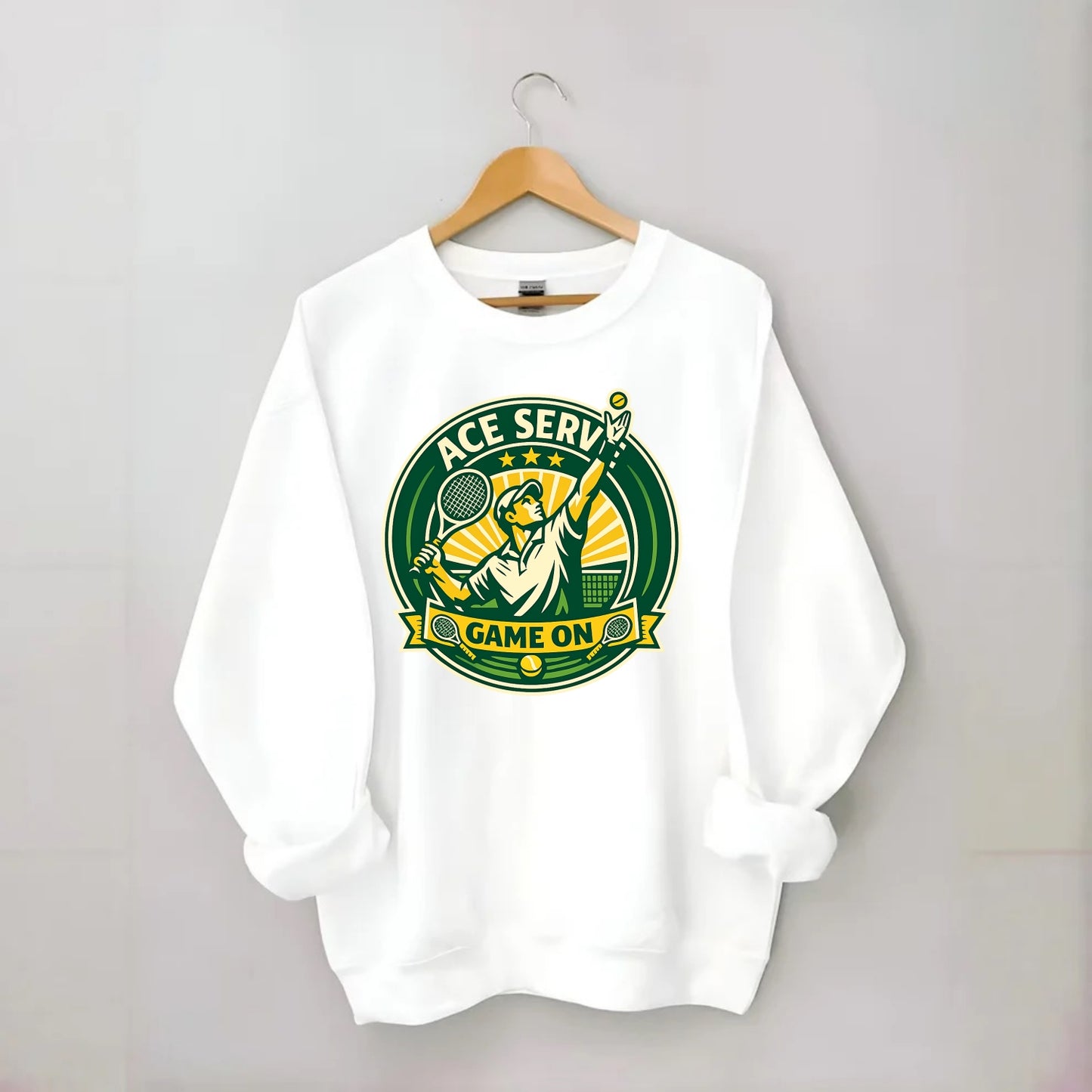 Serving Ace Emblem - Crewneck Sweatshirt - white