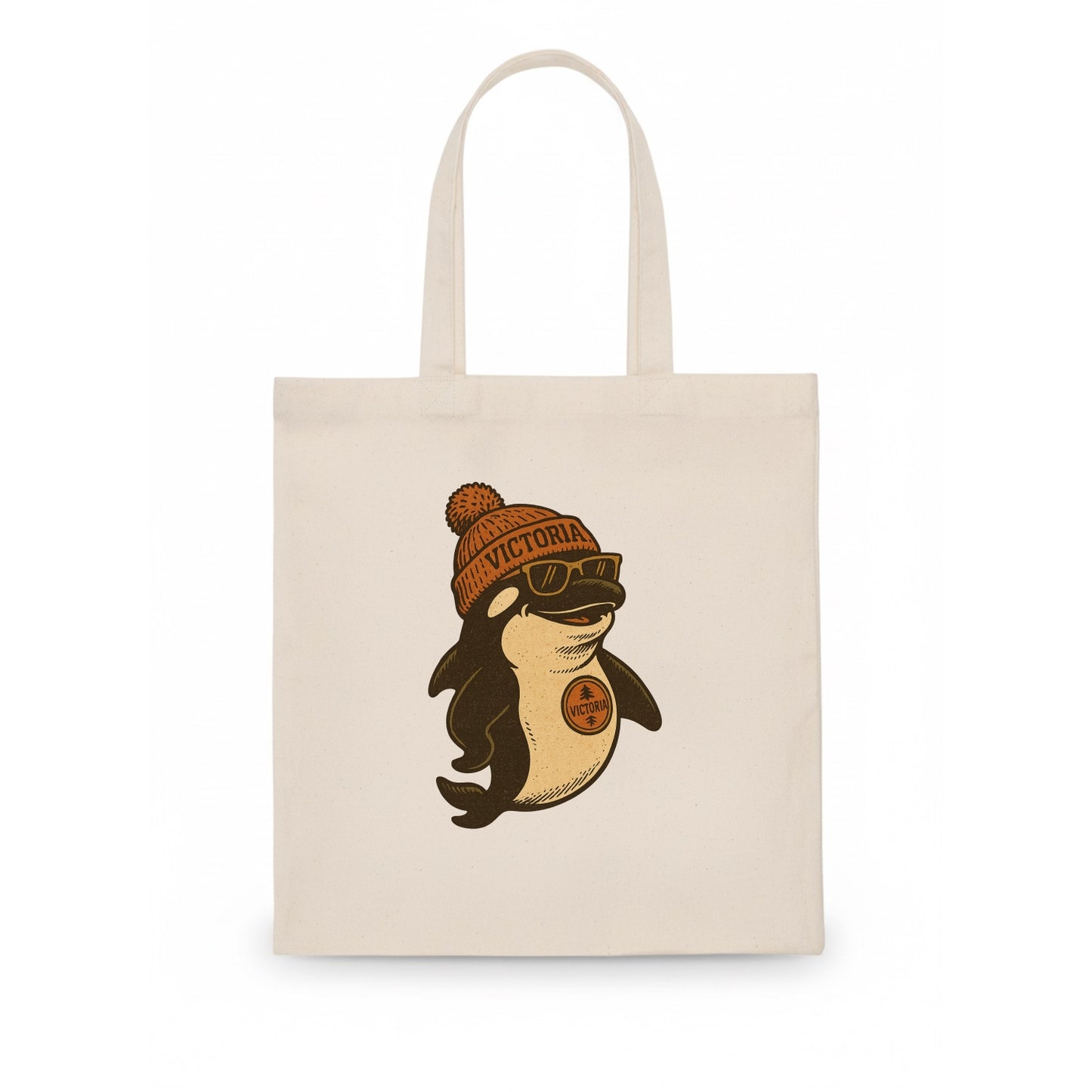 Victoria Orca wearing Victoria beanie with pom pom and wayfarer sunglasses - Tote Bag - white