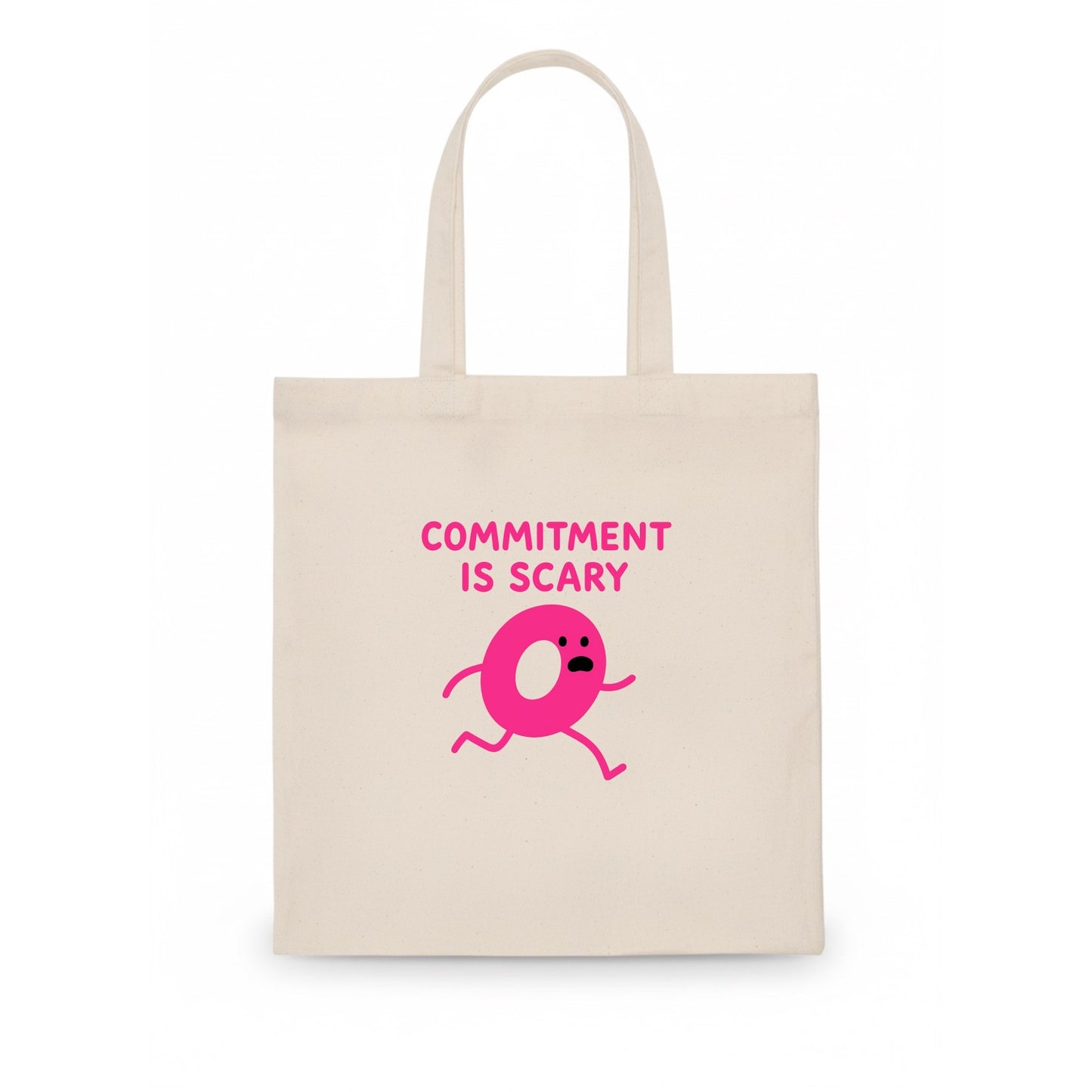COMMITMENT IS SCARY | Terrified ring running away - Tote Bag - white