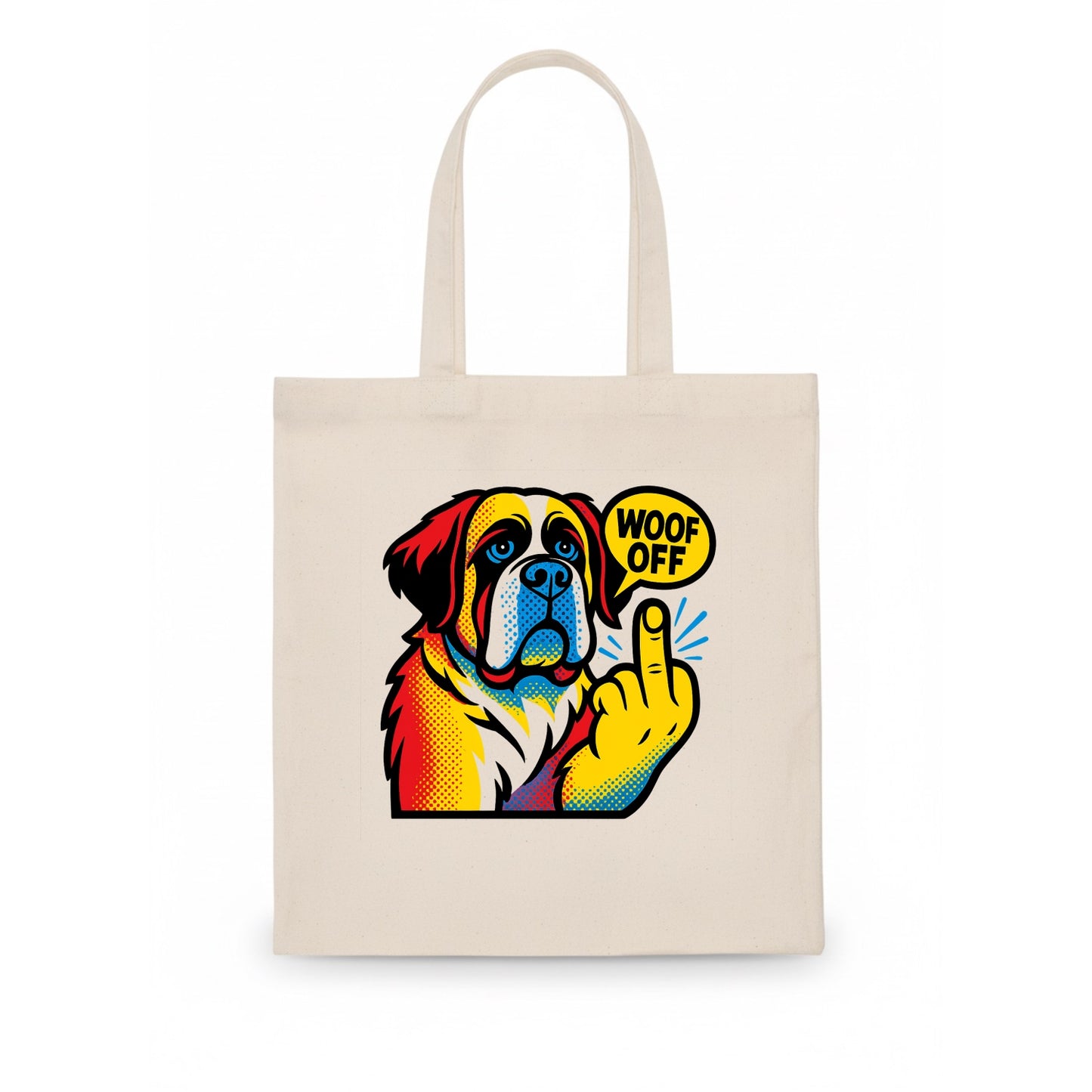 Saint Bernard with gentle giant face and droopy jowls, huge paw raised - Tote Bag - white