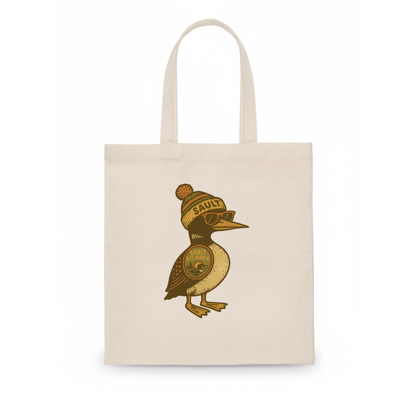 Sault Ste Marie Loon wearing Sault beani - Tote Bag - white