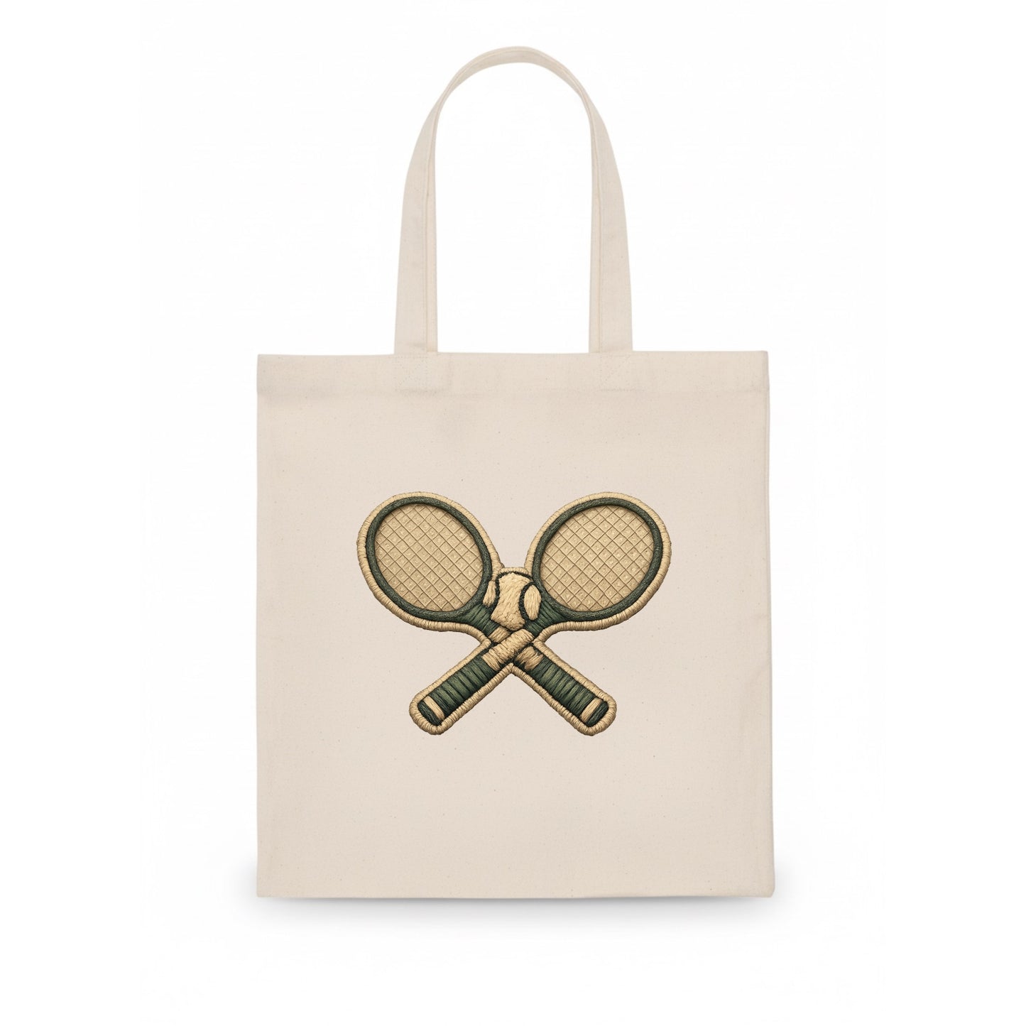 Embroidered patch design - TENNIS RACKET CROSSED - tennis rackets with ball in white and - Tote Bag - white